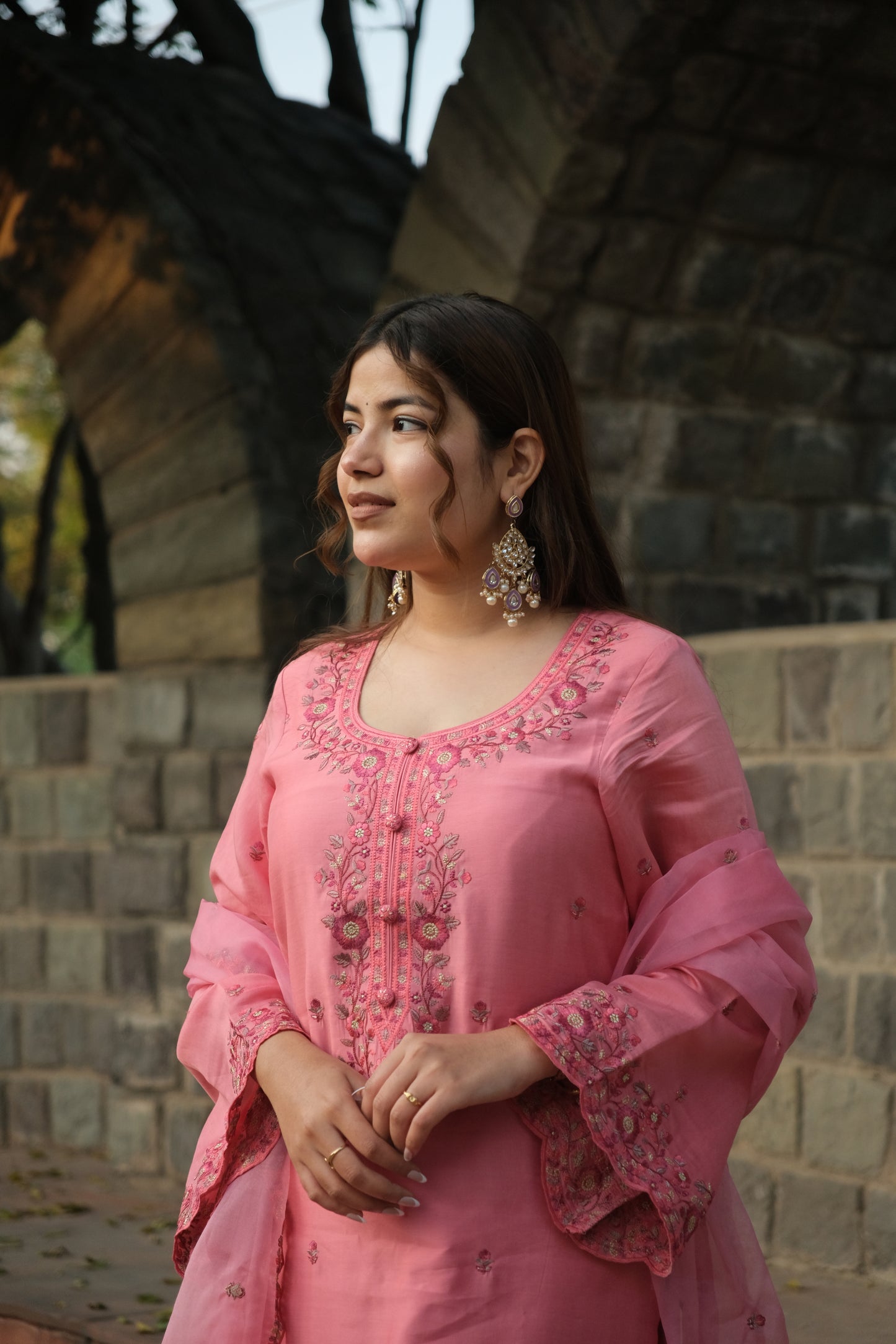 Antra Agarwal in AFSANA - Pink Chanderi Suit Set