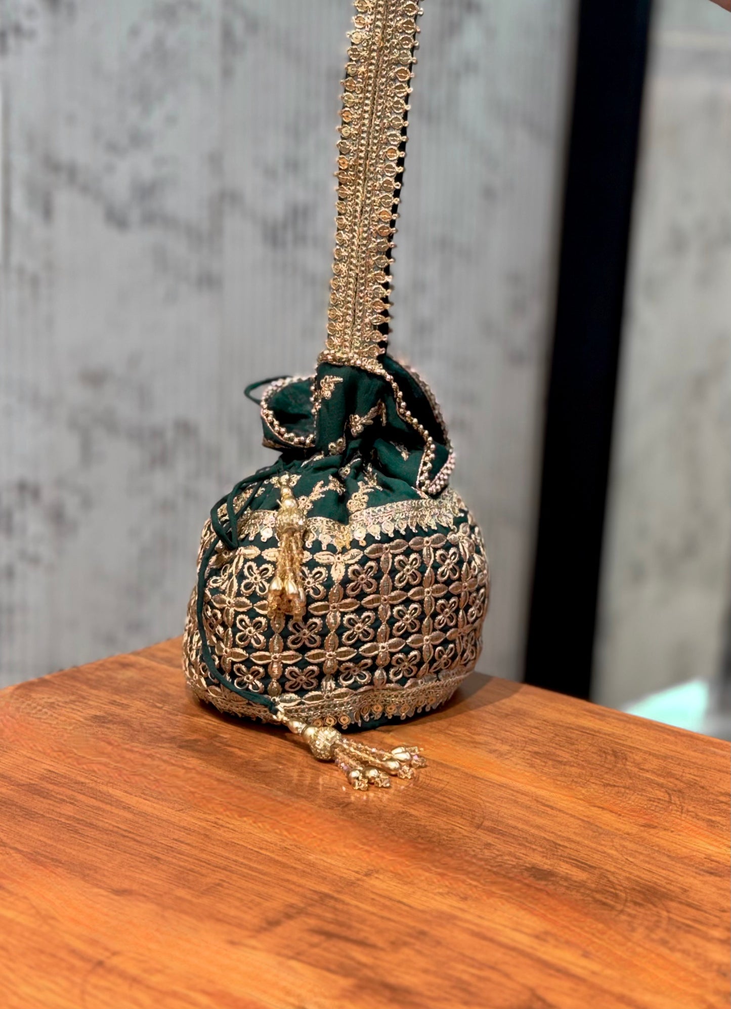 VANI - Green Organza Potli Bag