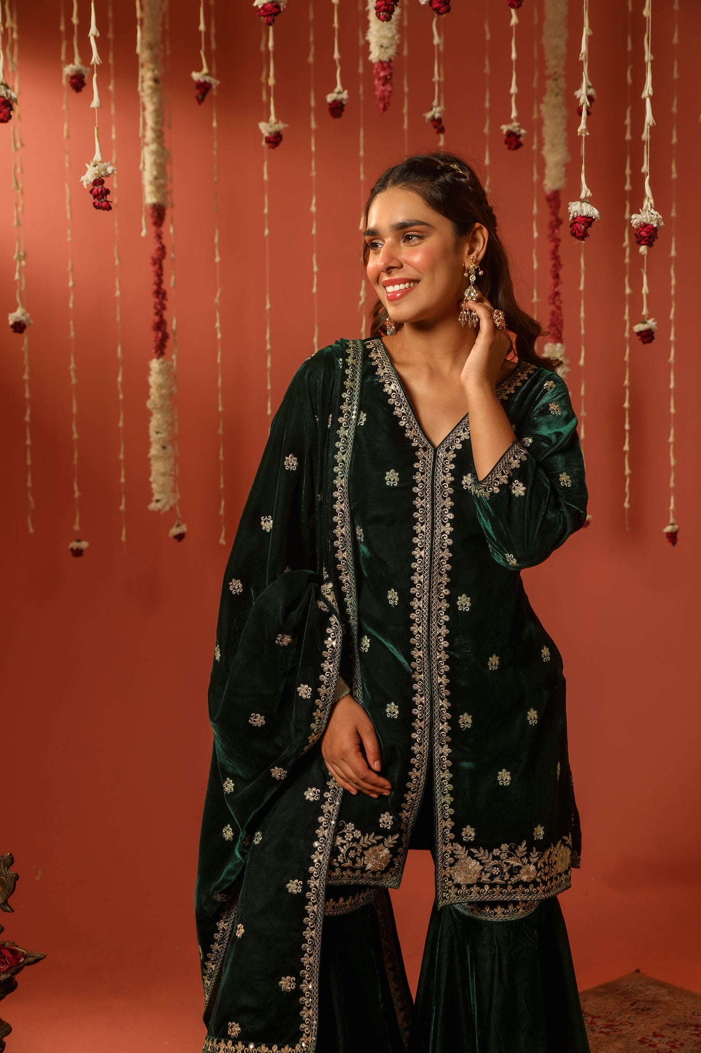 Komal Kapoor Grover in TARANA - Velvet Green Sharara Set