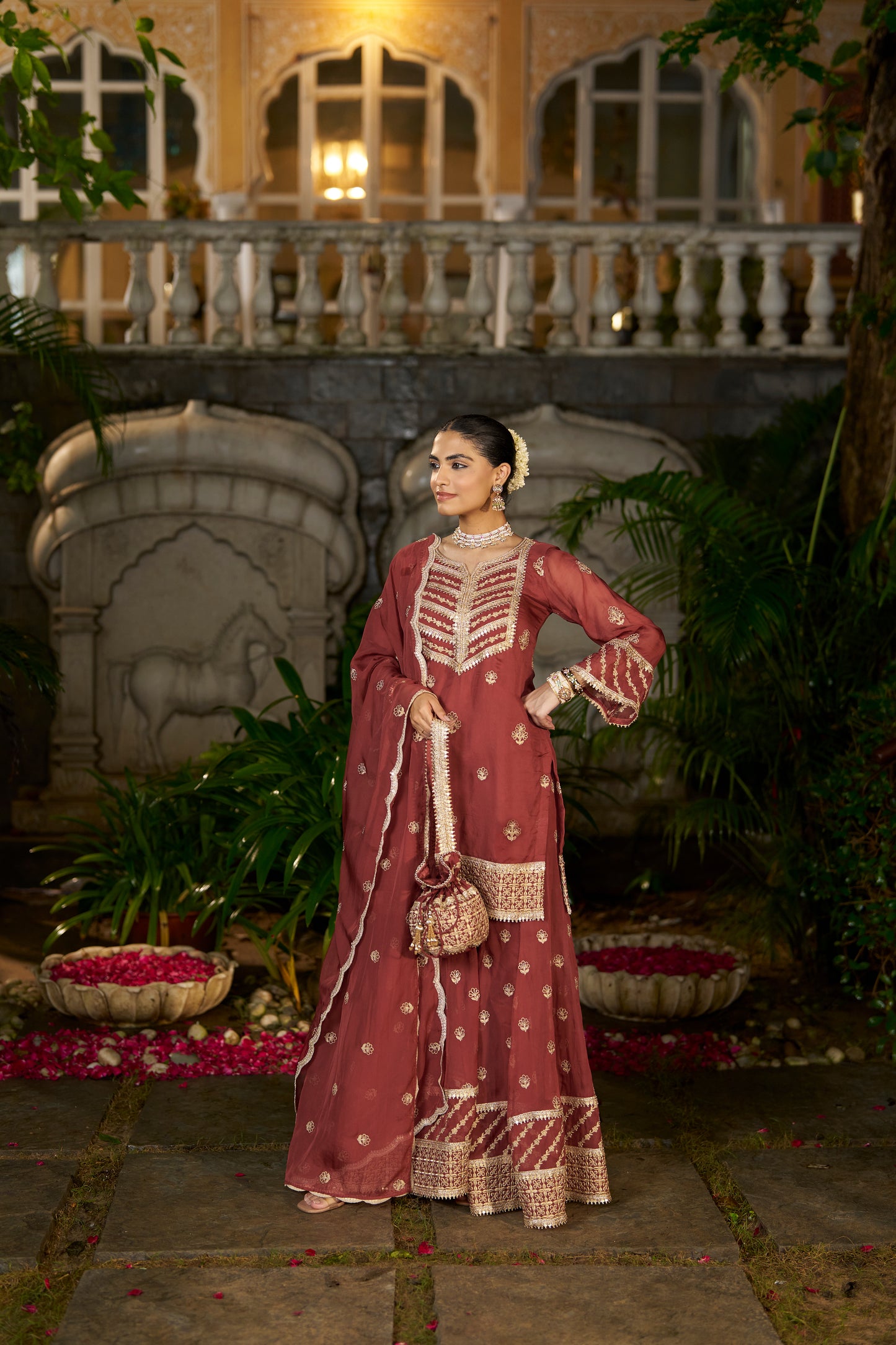 SIYAH - Rust Organza Sharara Set