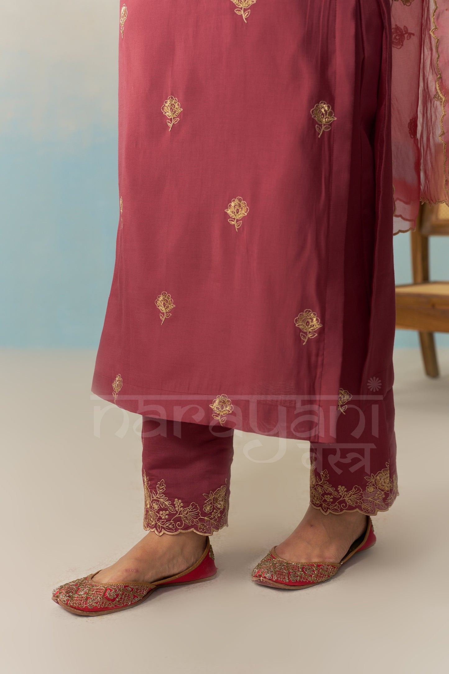ZIVA - Burgundy Chanderi Suit Set