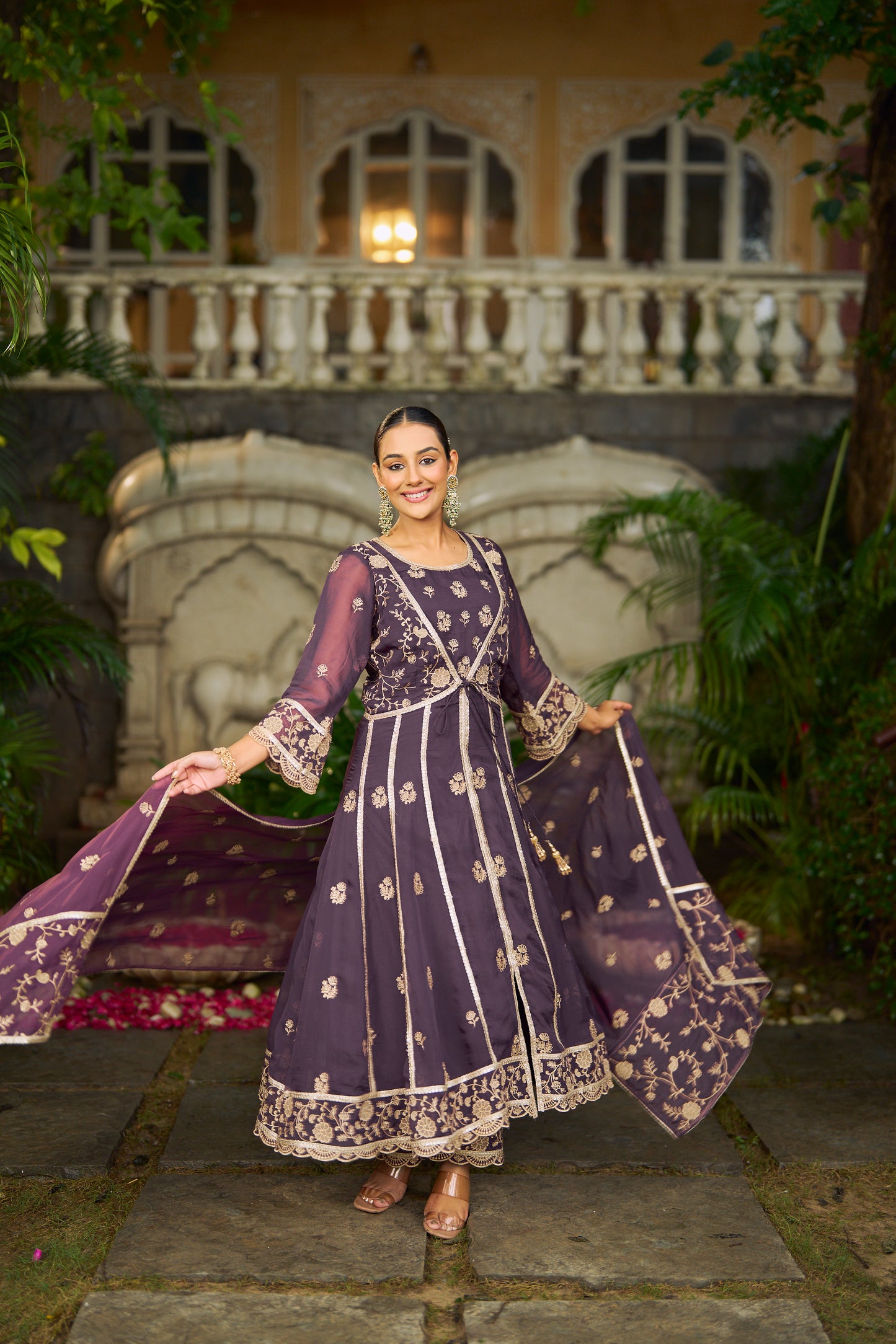 RIDDHI - Purple Organza Anarkali Set