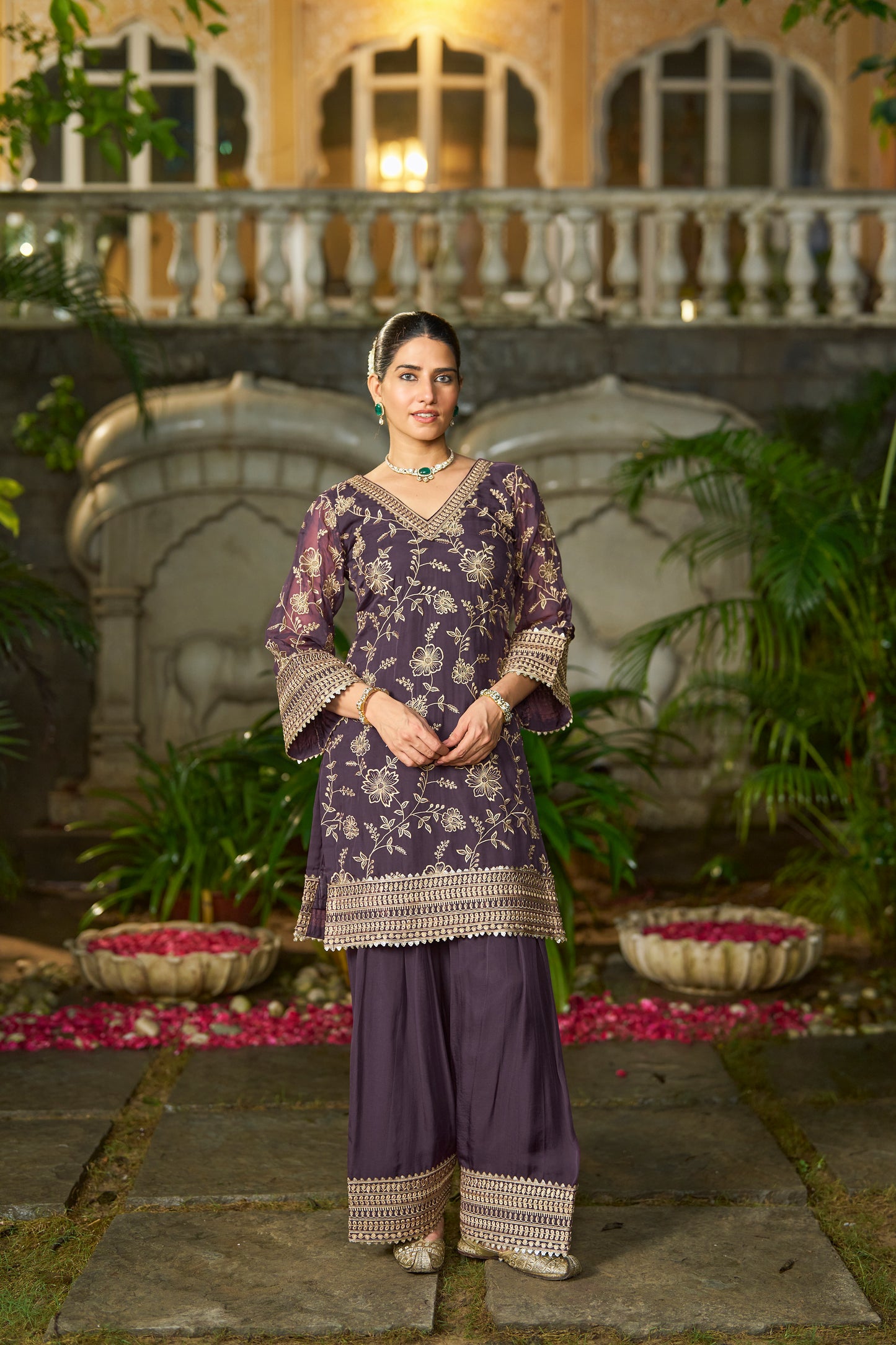 NAYAB - Purple Organza Farsi Salwar Set