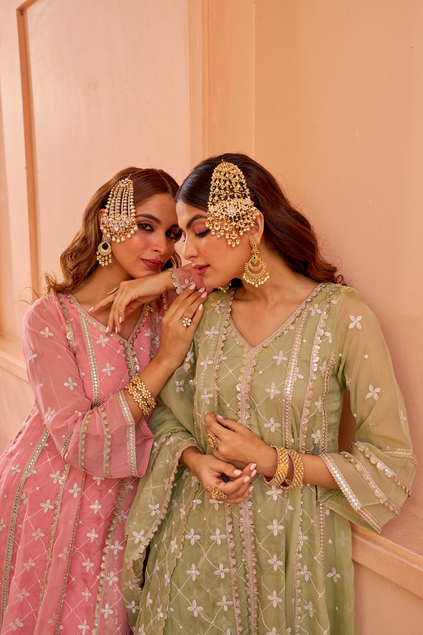 Hema Pandey in Chamak - Green Organza Anarkali Set.