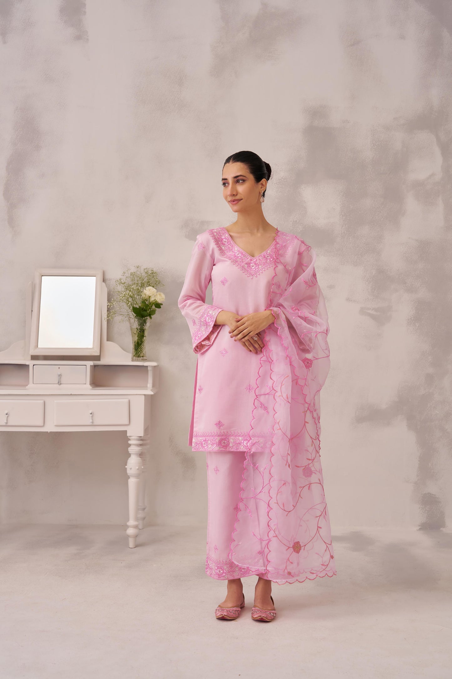 GULBANO - Pink Chanderi Suit Set