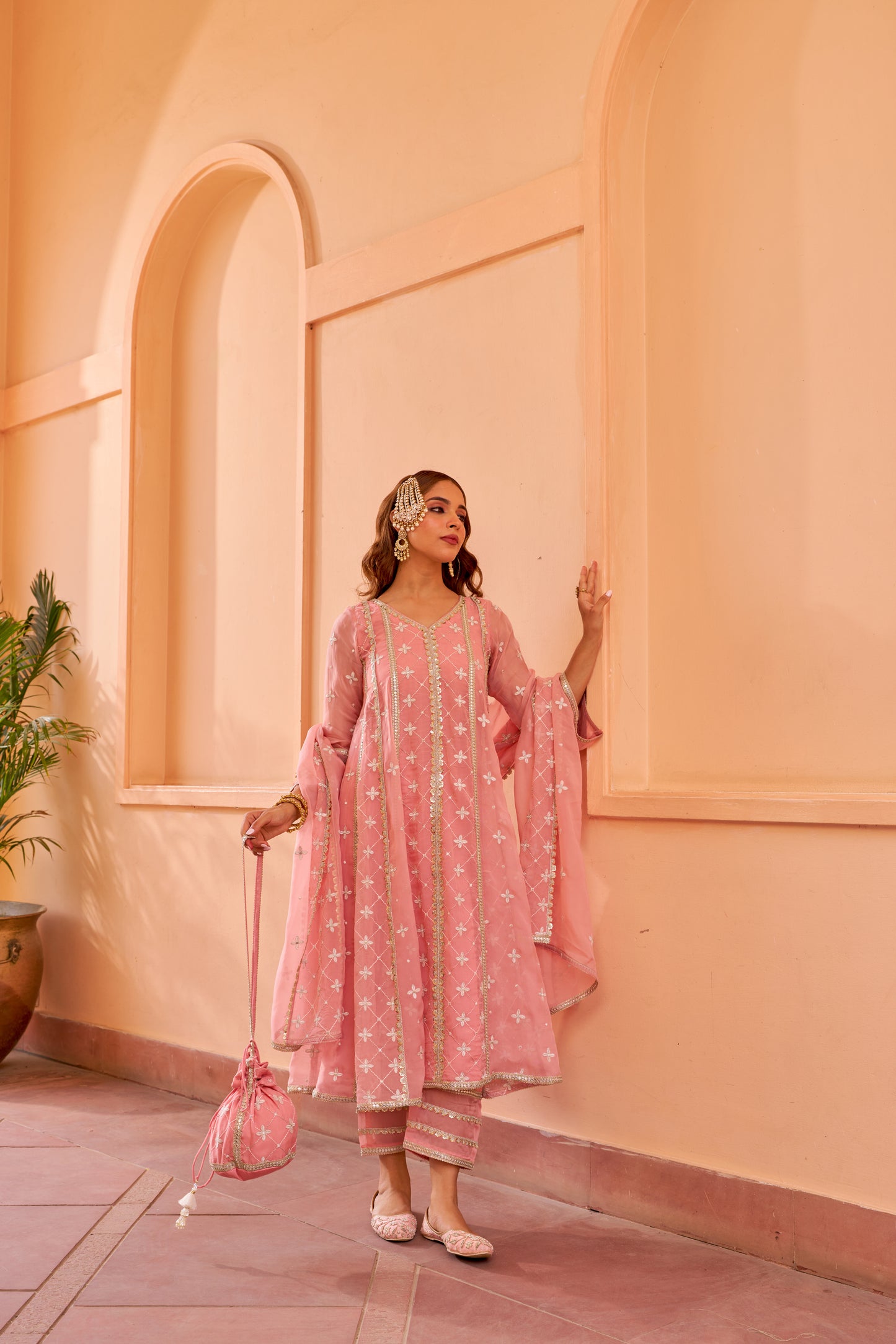 Kriti Vij in Sitara - Pink Organza Anarkali Set.