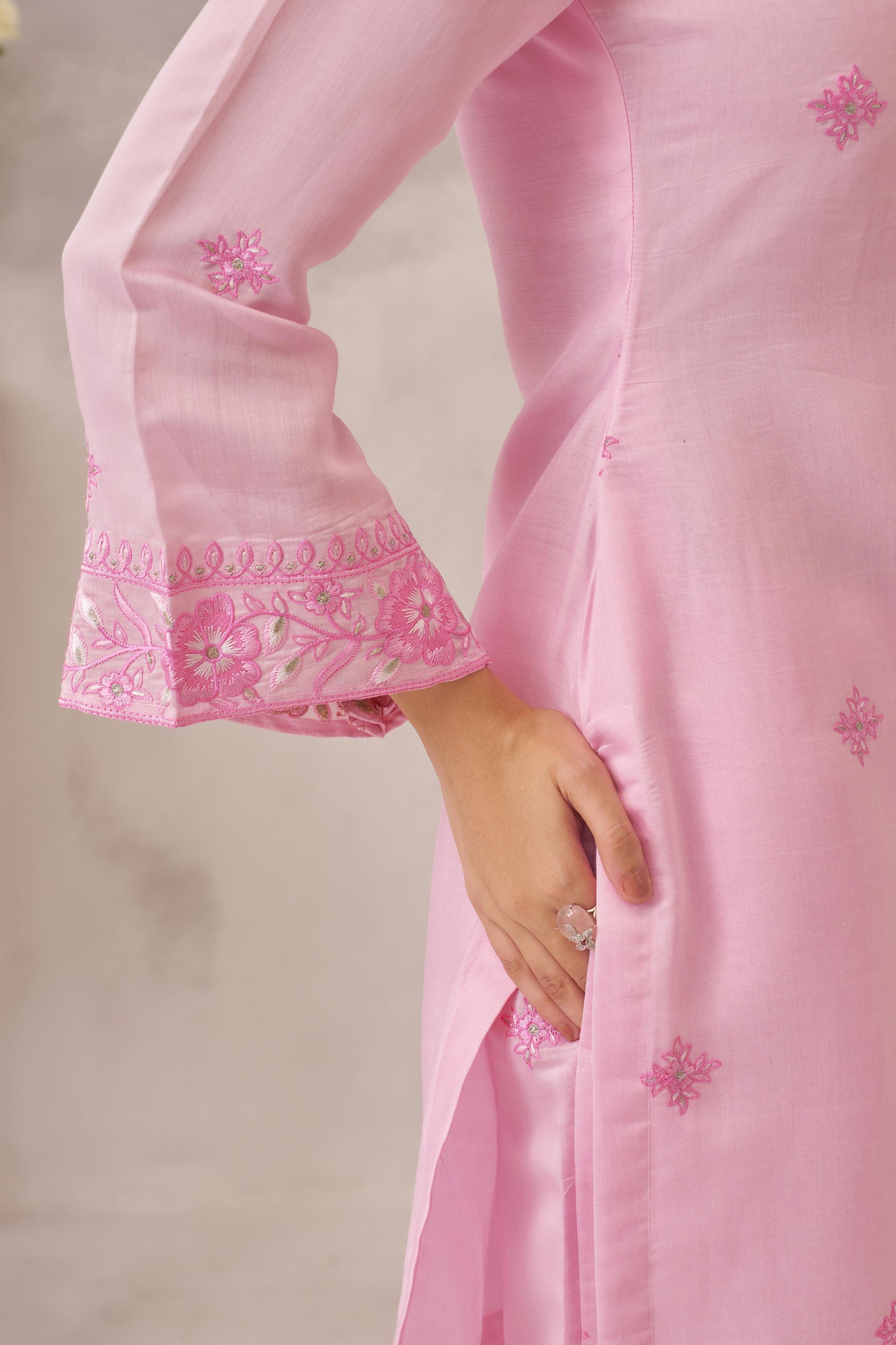 GULBANO - Pink Chanderi Suit Set