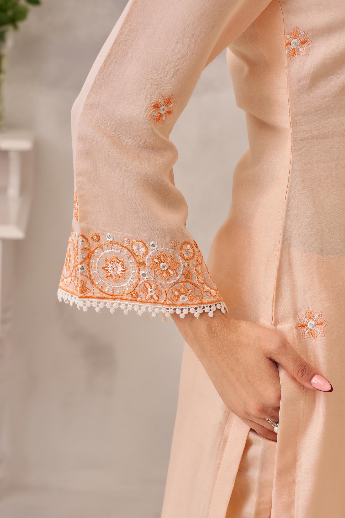MAYA - Peach Chanderi Suit Set