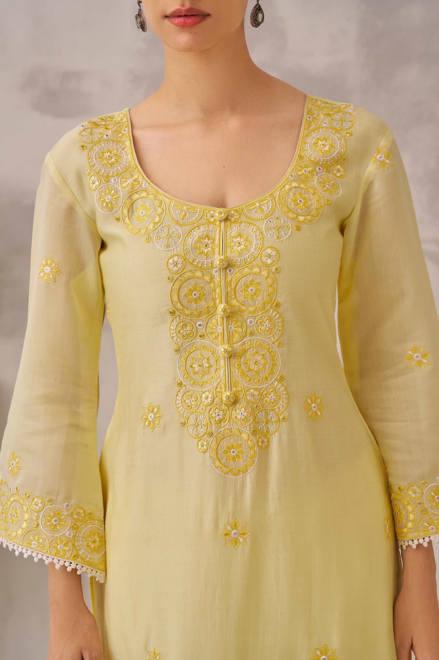 POOJA (@thefashionchauvinst) SAMIYA - Lime Yellow Chanderi Suit Set