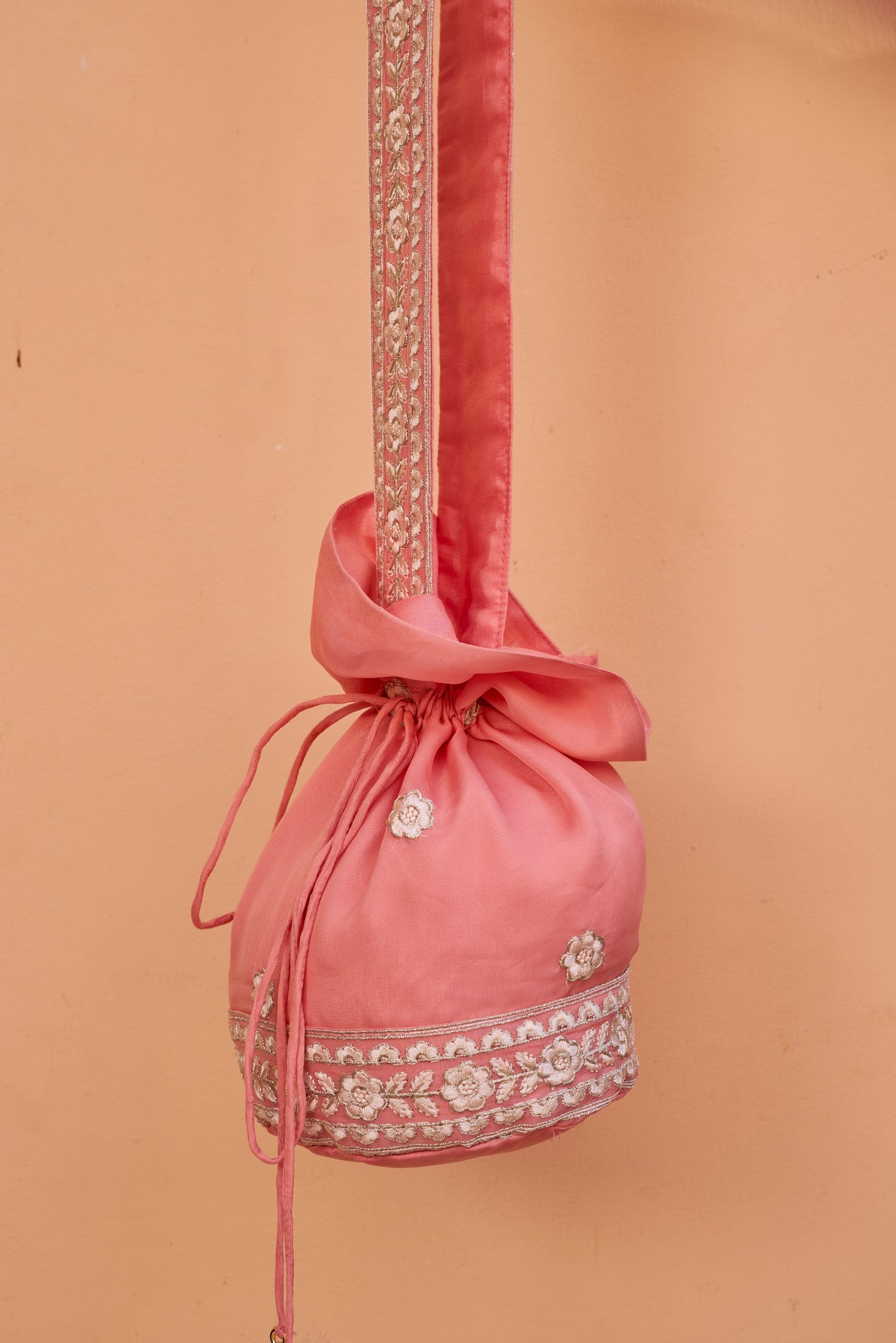 Heera - Pink Organza Potli Bag