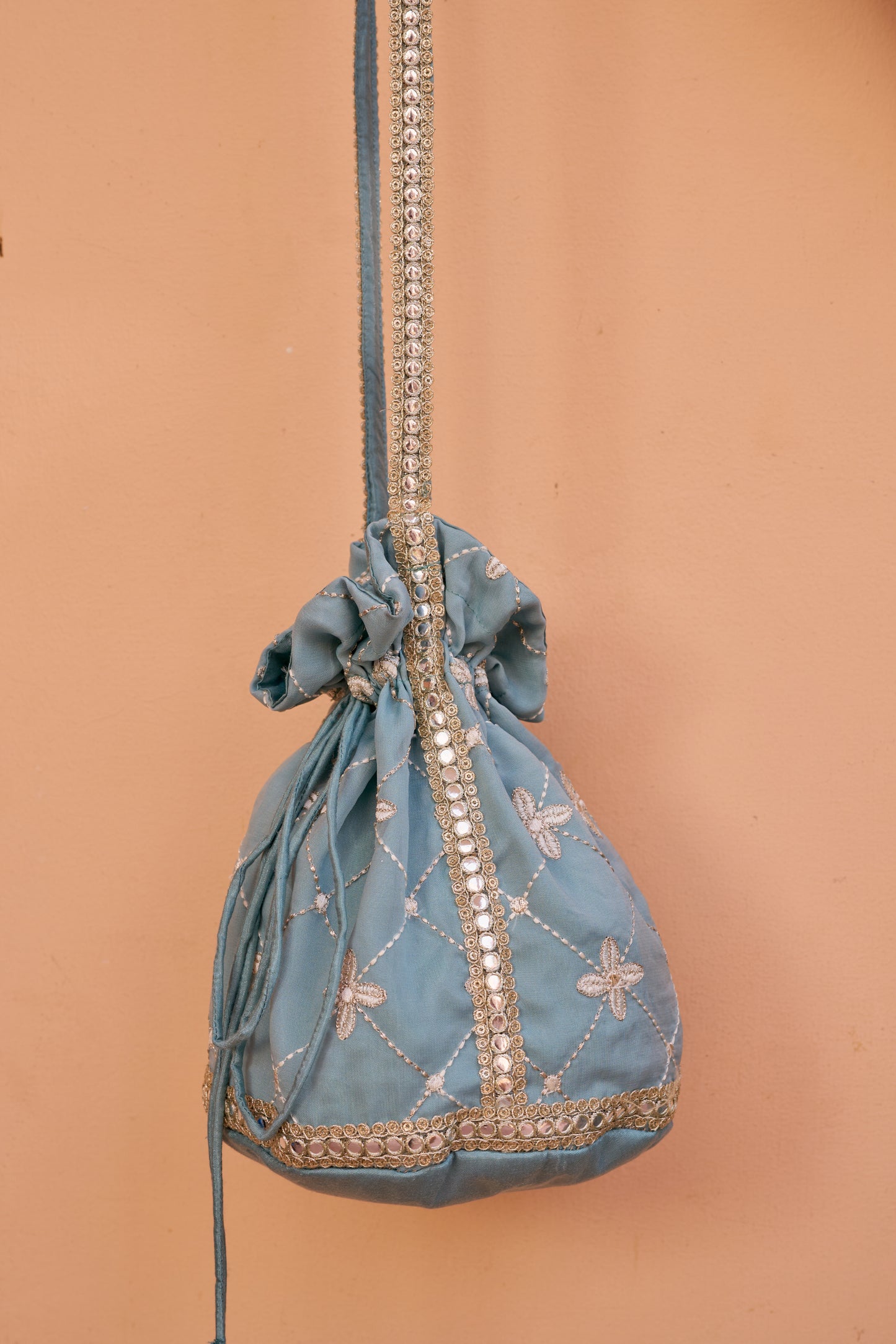 Jashan - Blue Organza Potli Bag