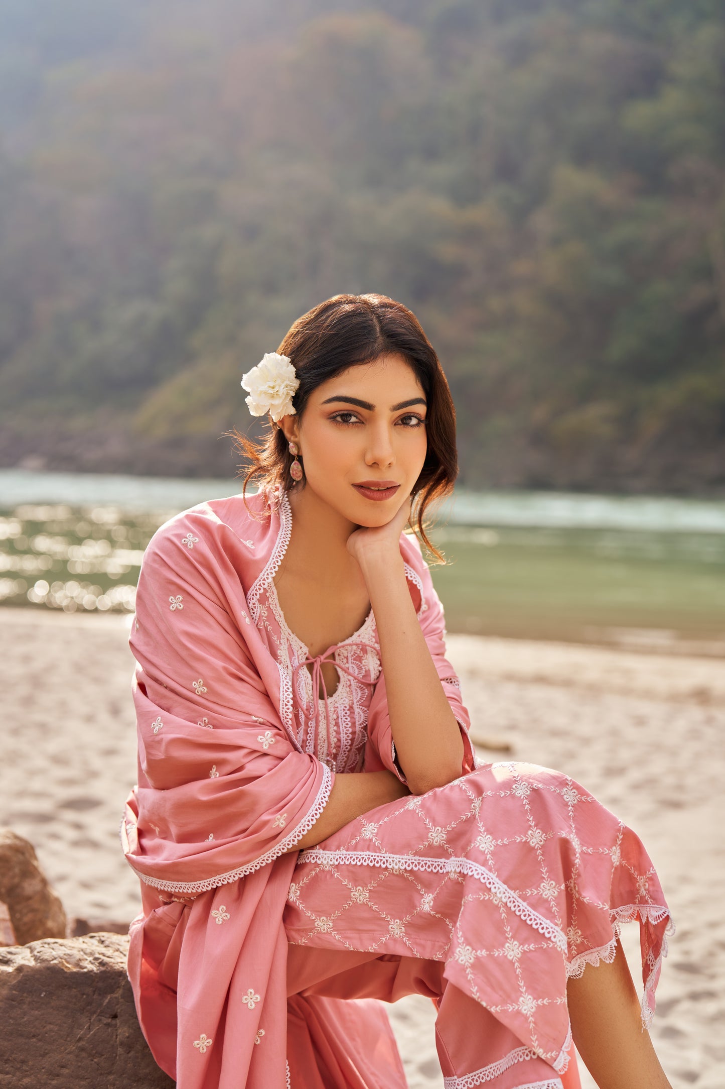 Amita Singh in AMBER - Pink Cotton Suit Set