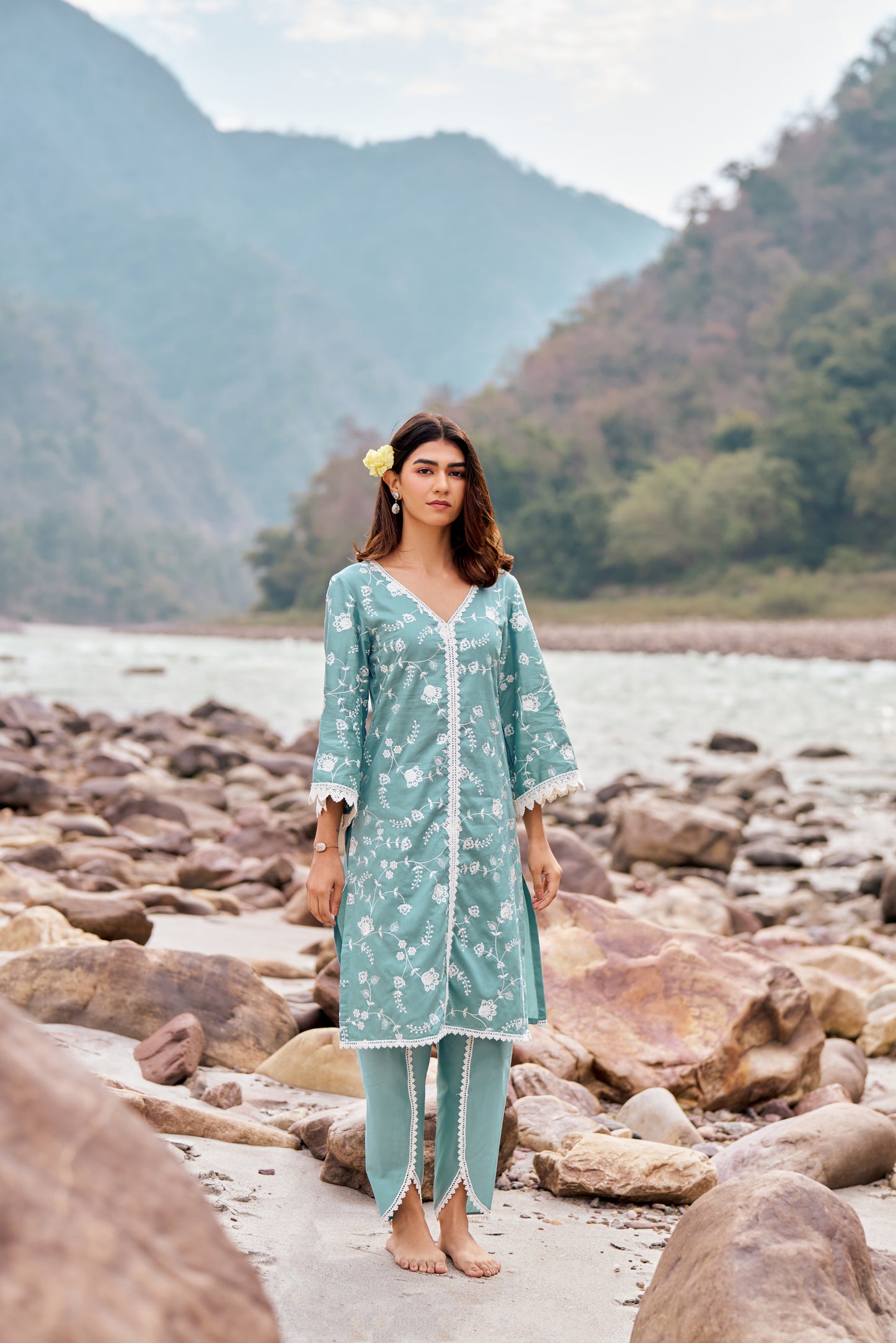 LEHER - Blue Cotton Suit Set