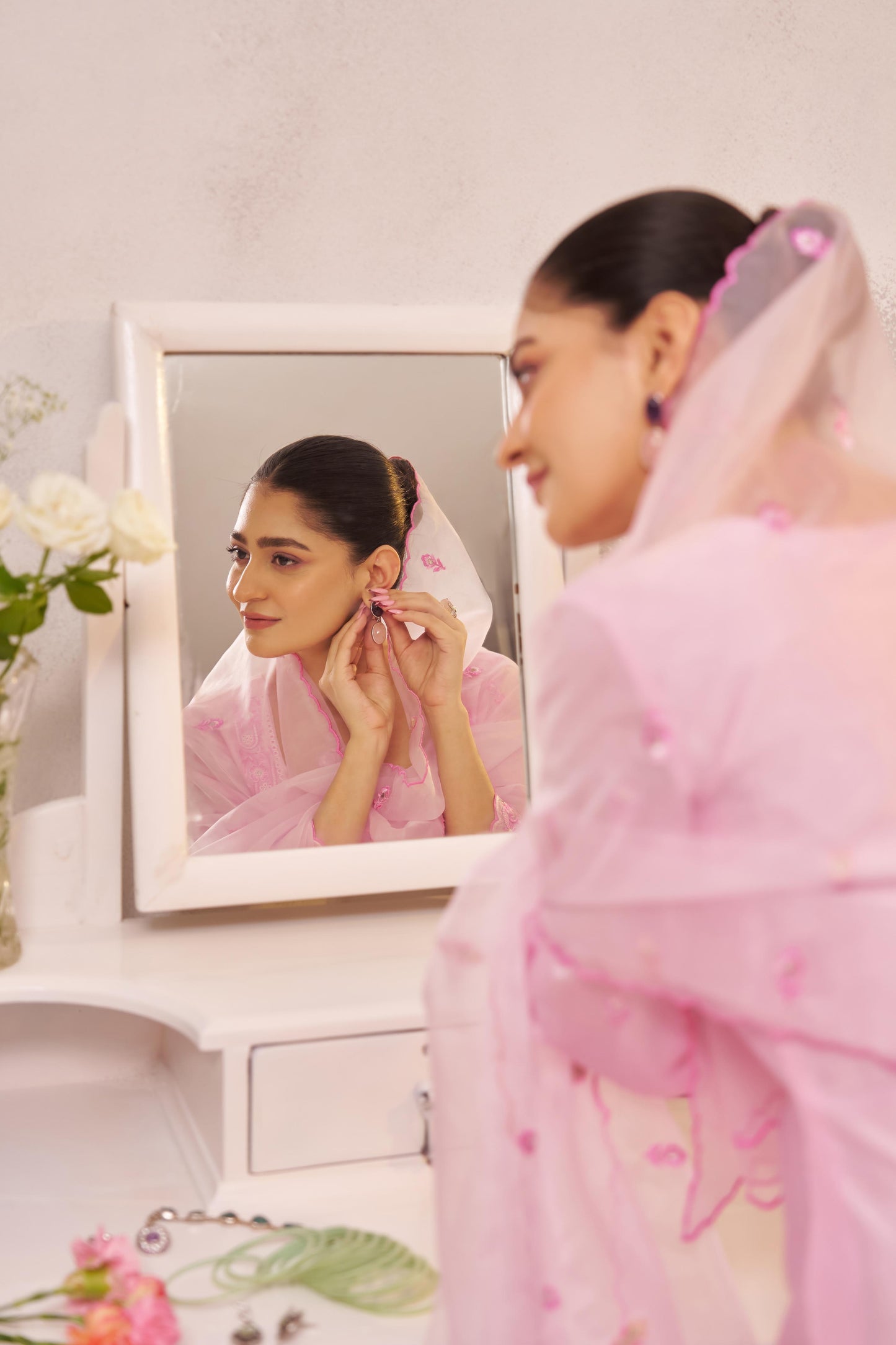SAANVI - Pink Chanderi Suit Set