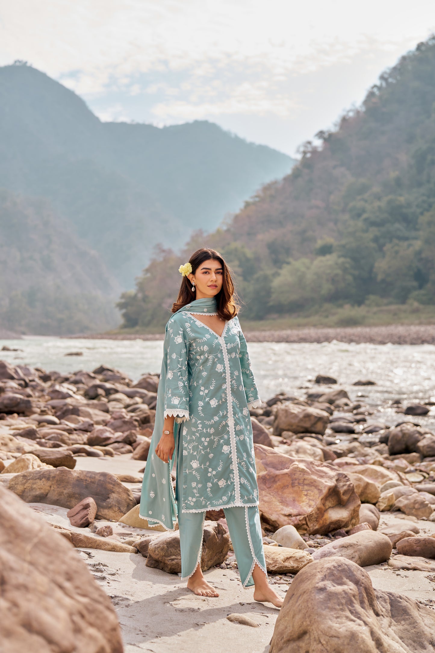 LEHER - Blue Cotton Suit Set