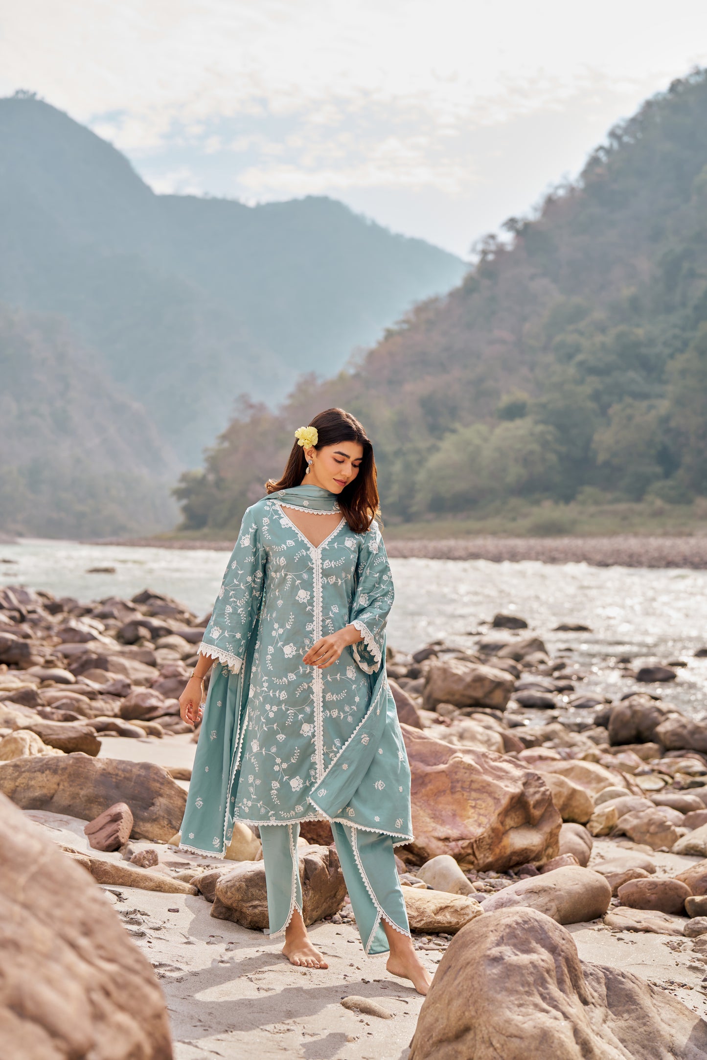 LEHER - Blue Cotton Suit Set