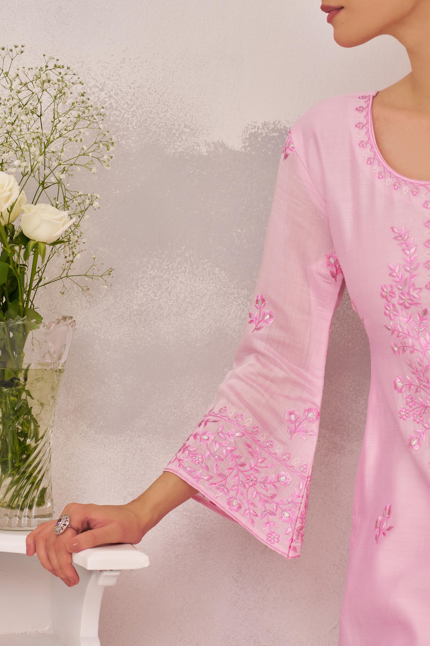 KIARA - Pink Chanderi Suit Set
