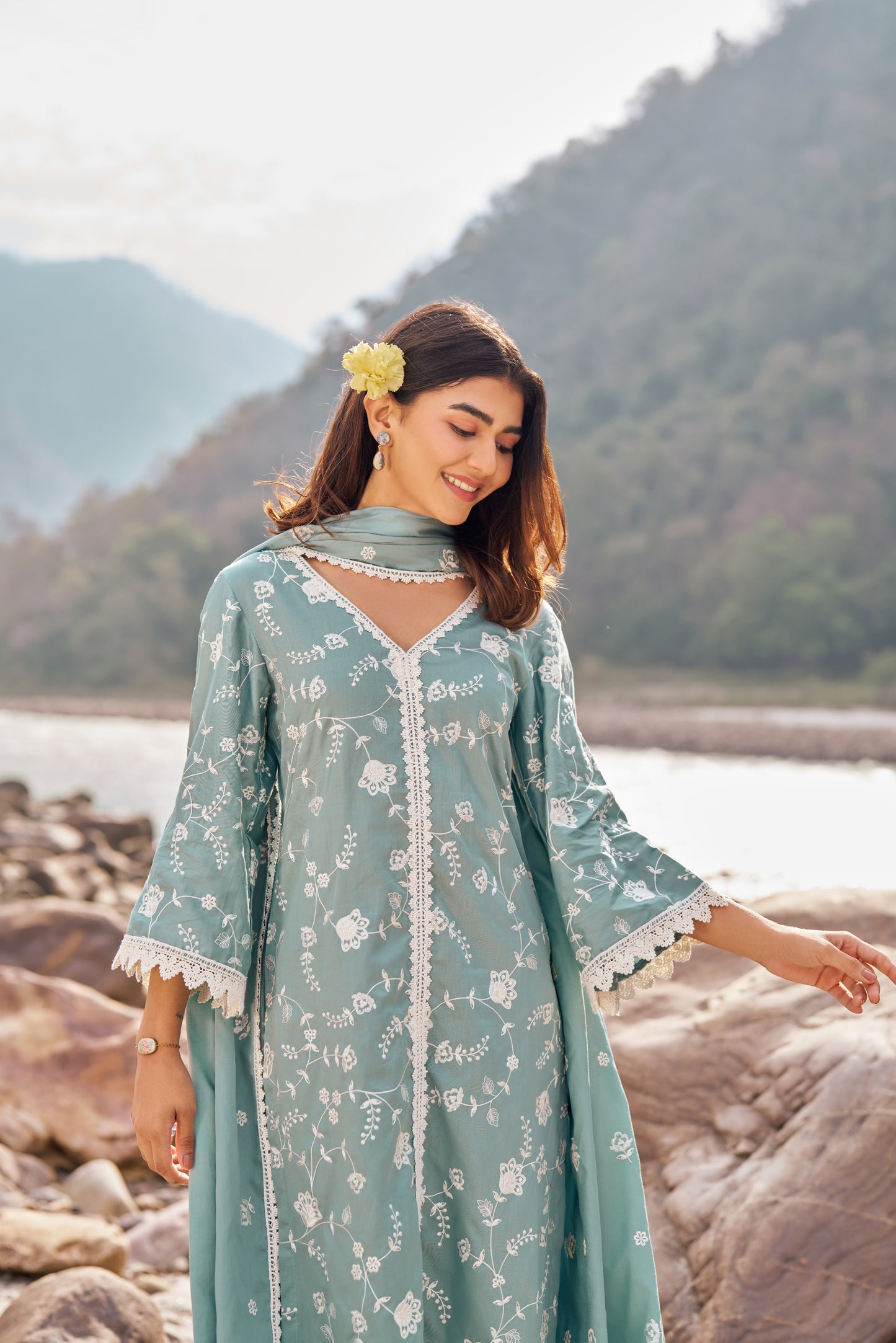 LEHER - Blue Cotton Suit Set
