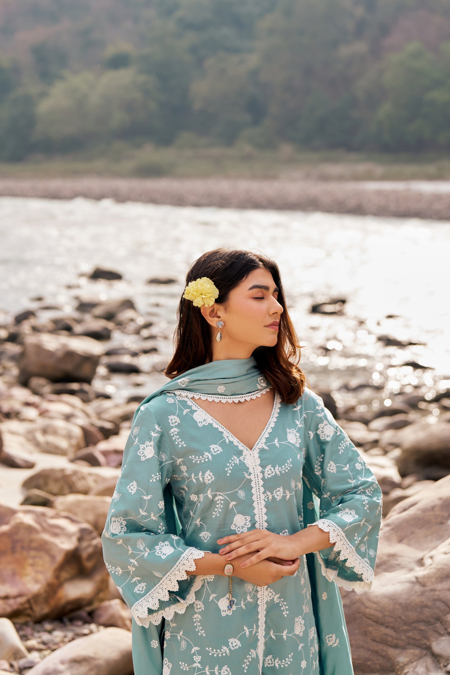 LEHER - Blue Cotton Suit Set
