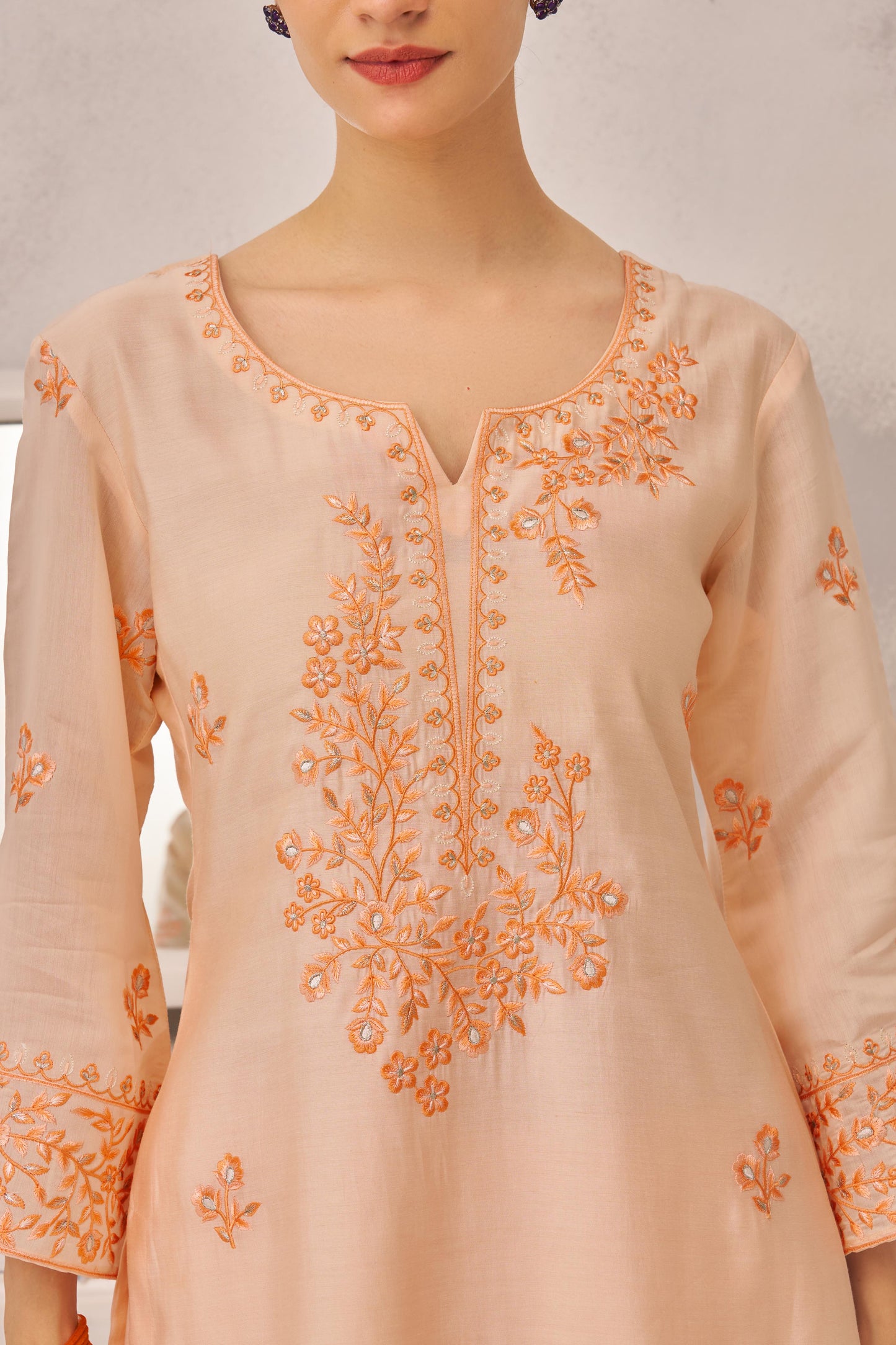 ANAYA - Peach Chanderi Suit Set