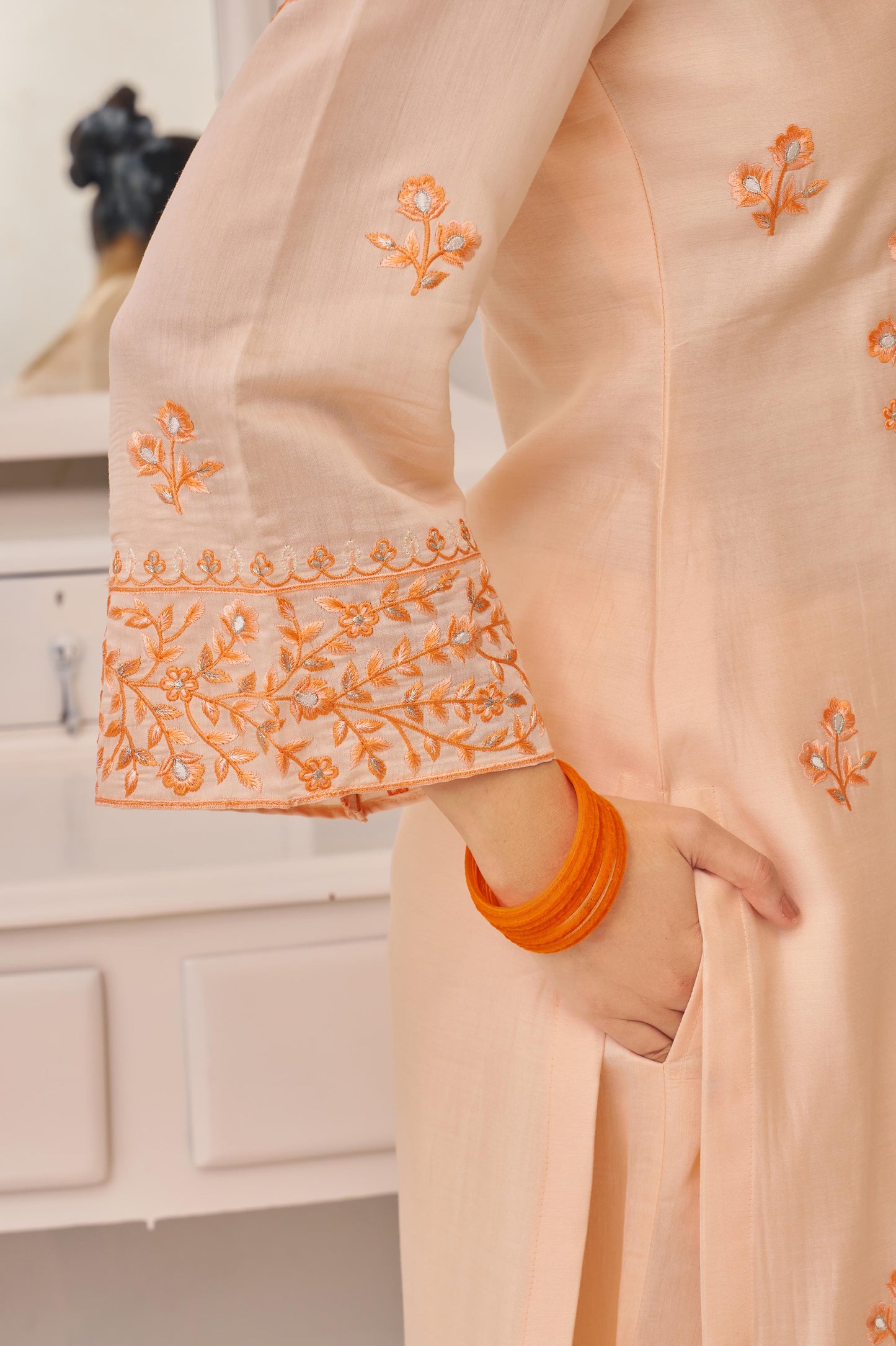ANAYA - Peach Chanderi Suit Set