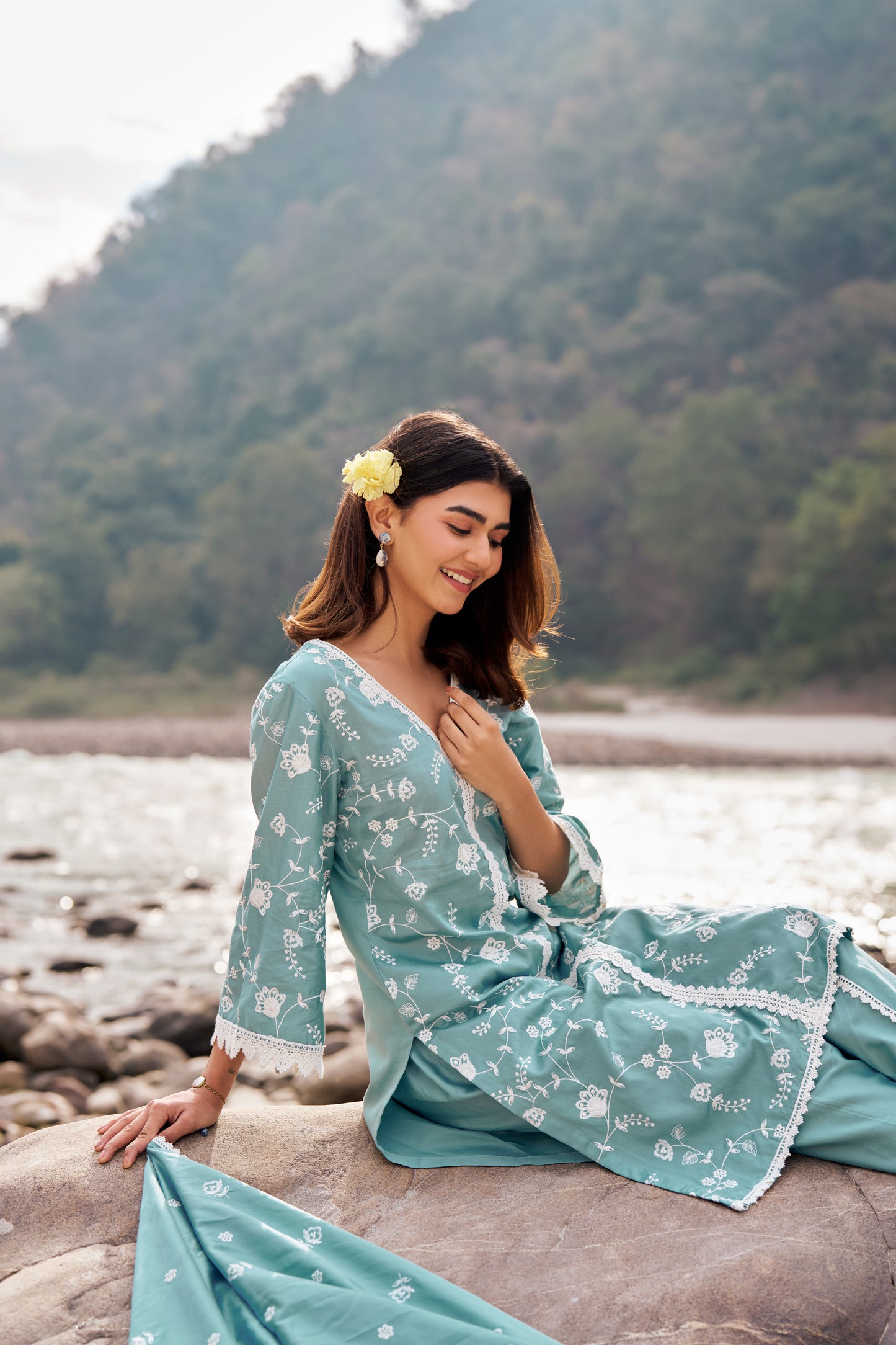 LEHER - Blue Cotton Suit Set