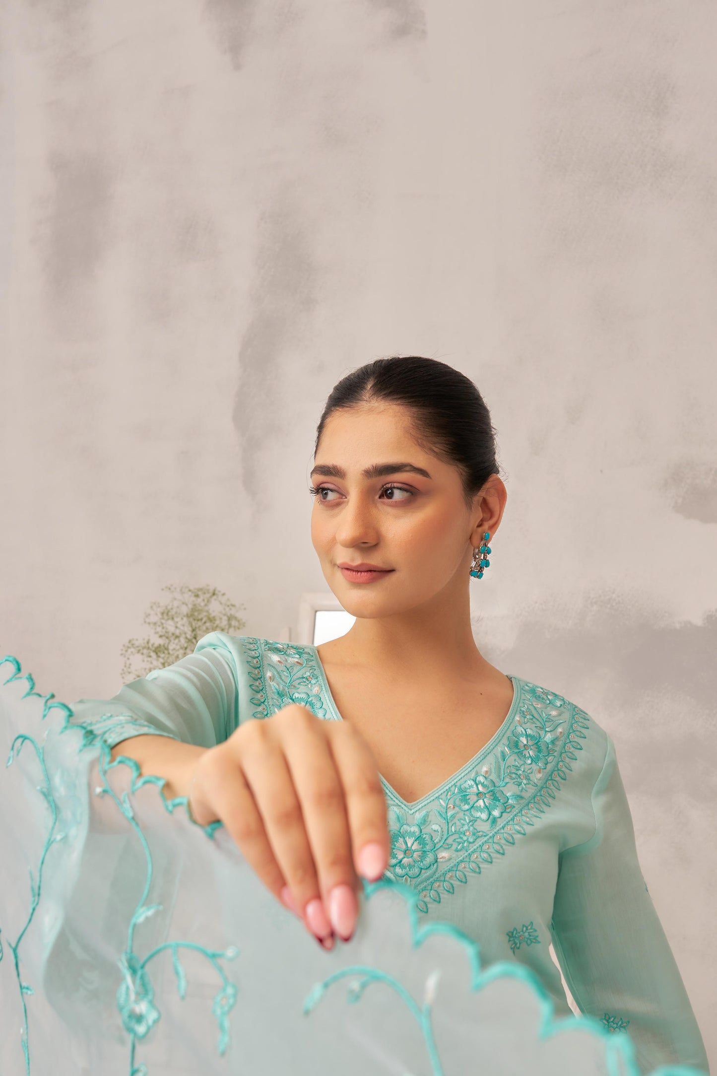 RAHAT - Sea Green Chanderi Suit Set