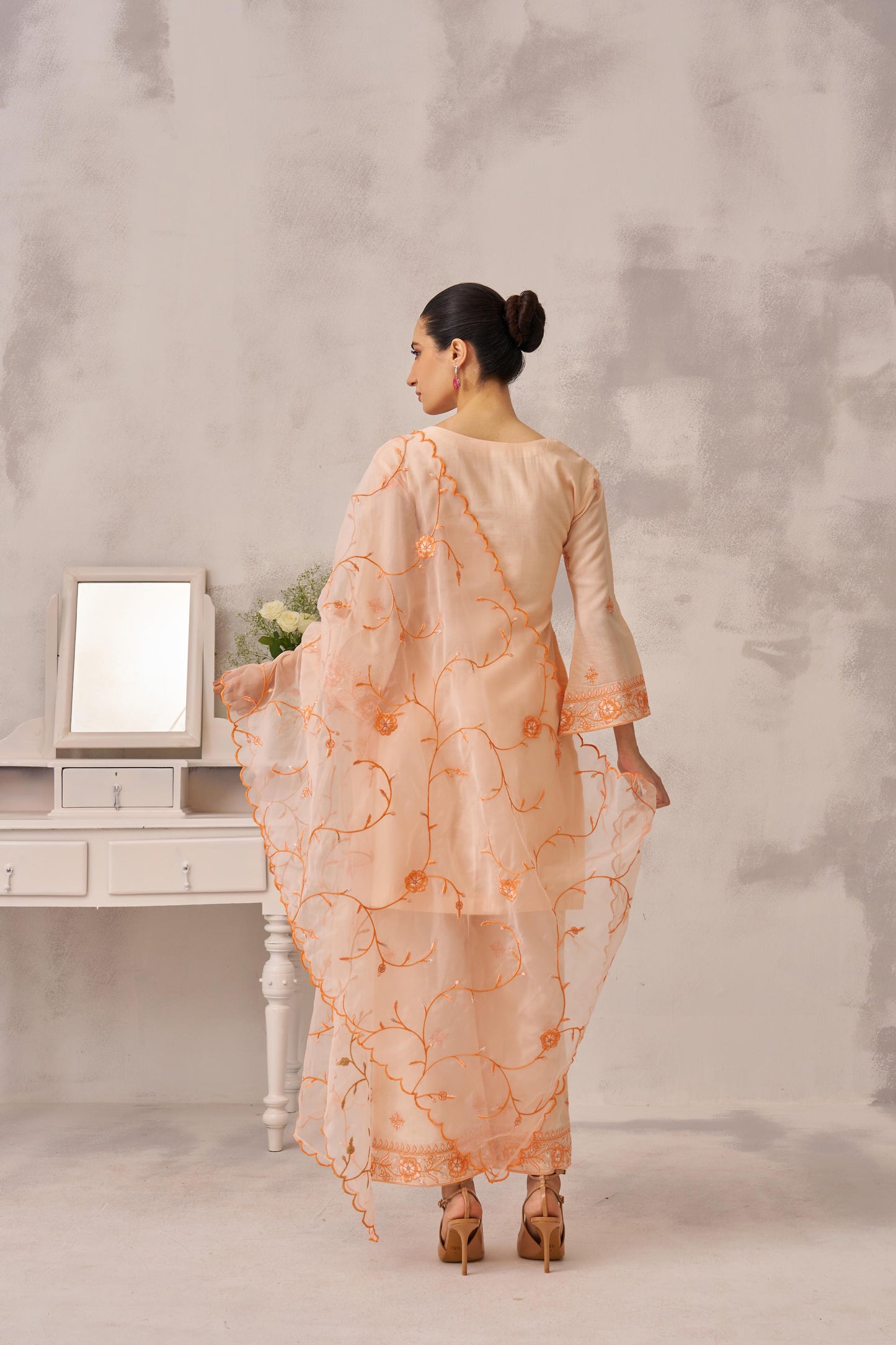 MEHVISH - Peach Chanderi Suit Set