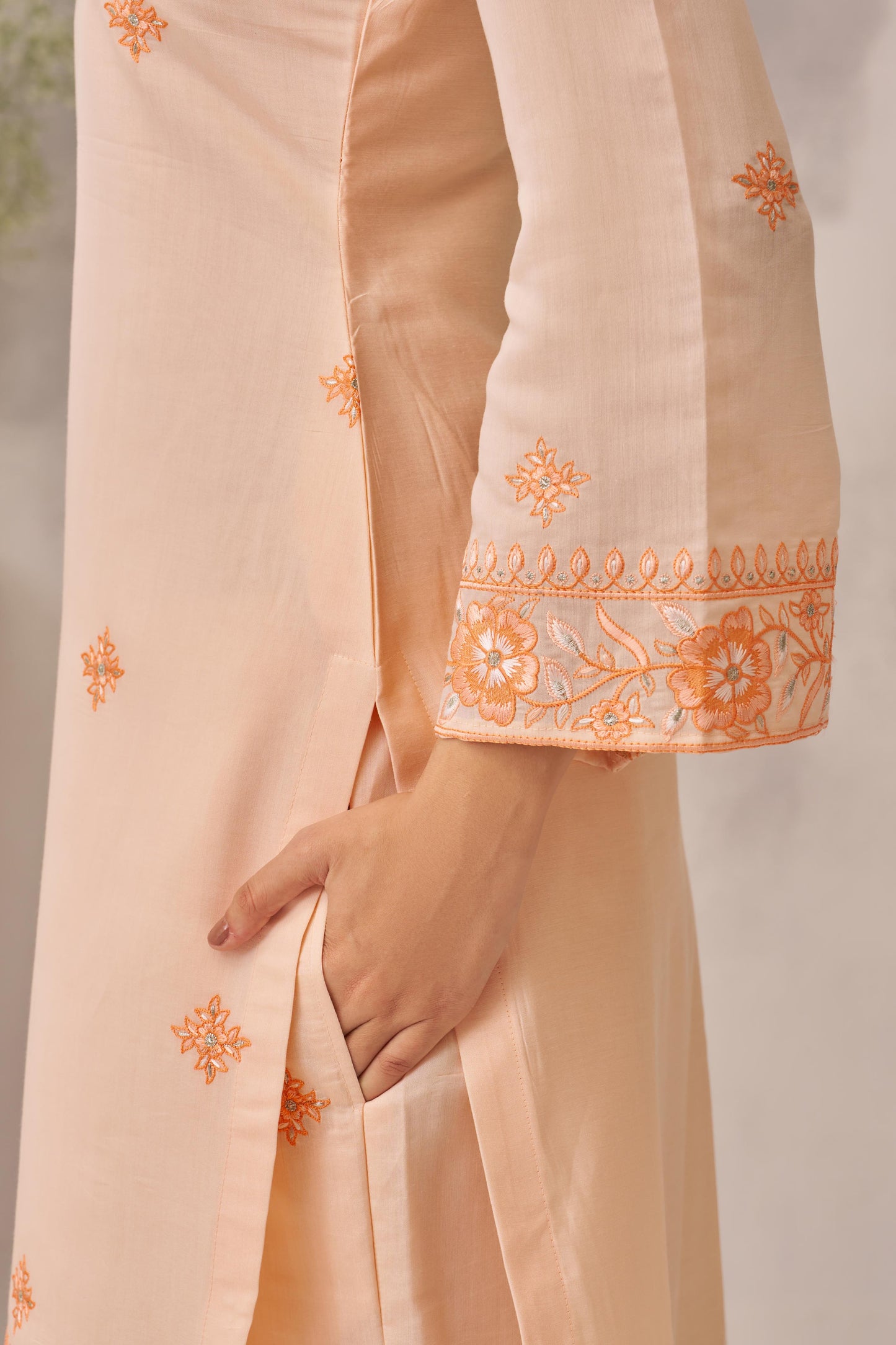 MEHVISH - Peach Chanderi Suit Set