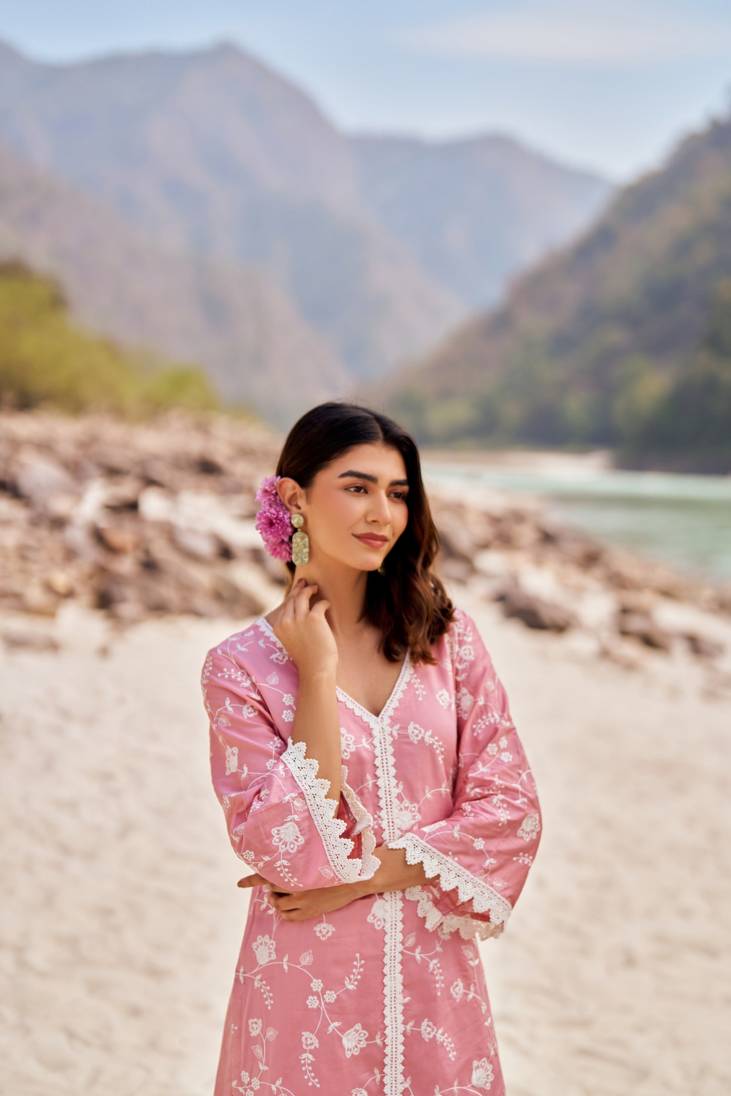 VAYU - Pink Cotton Suit Set
