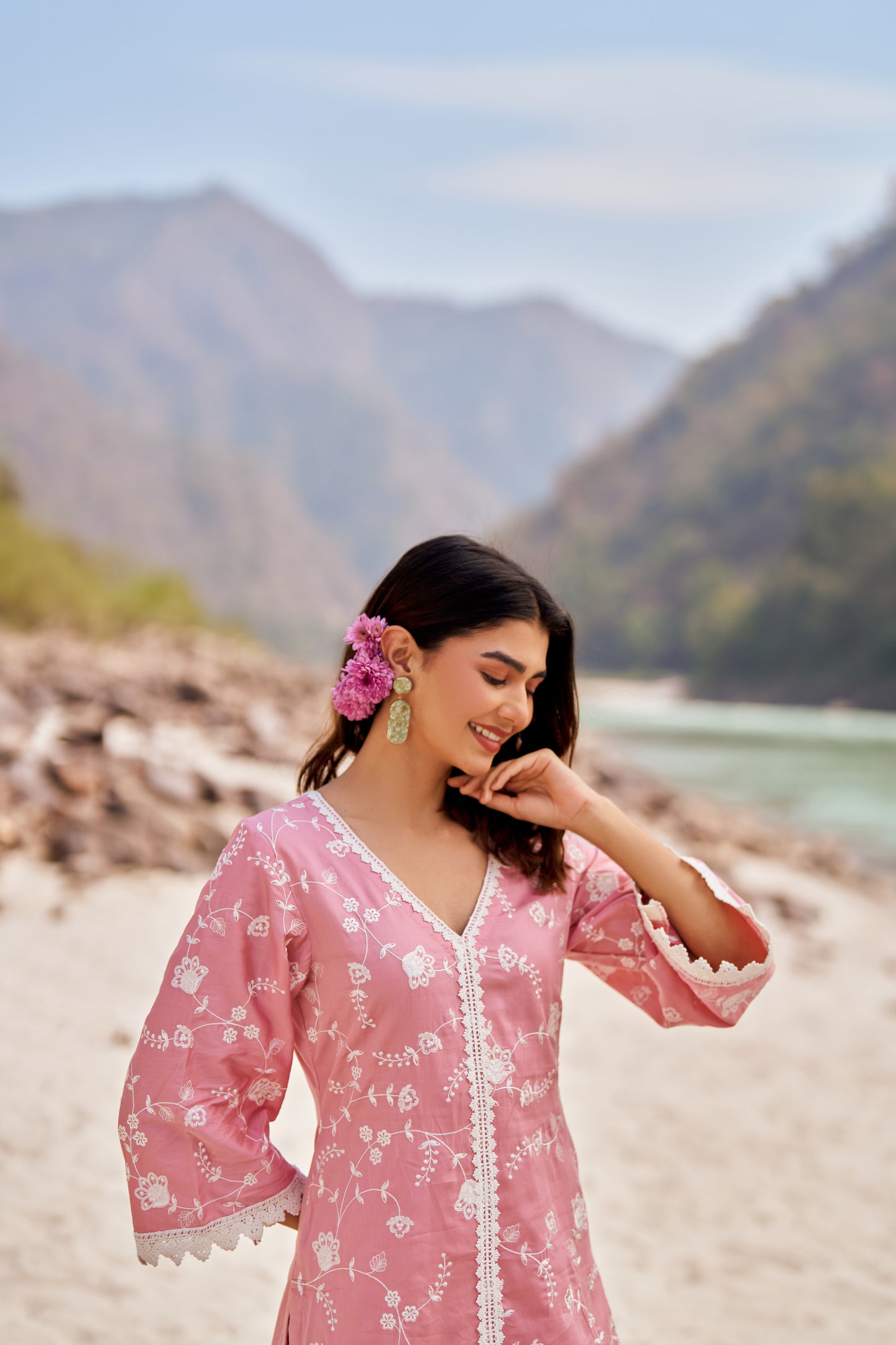 VAYU - Pink Cotton Suit Set