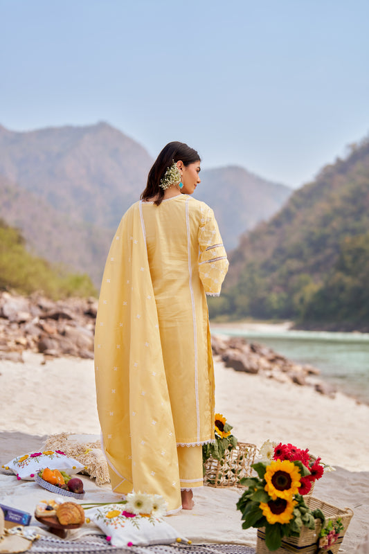 KIRAN - Yellow Cotton Suit Set
