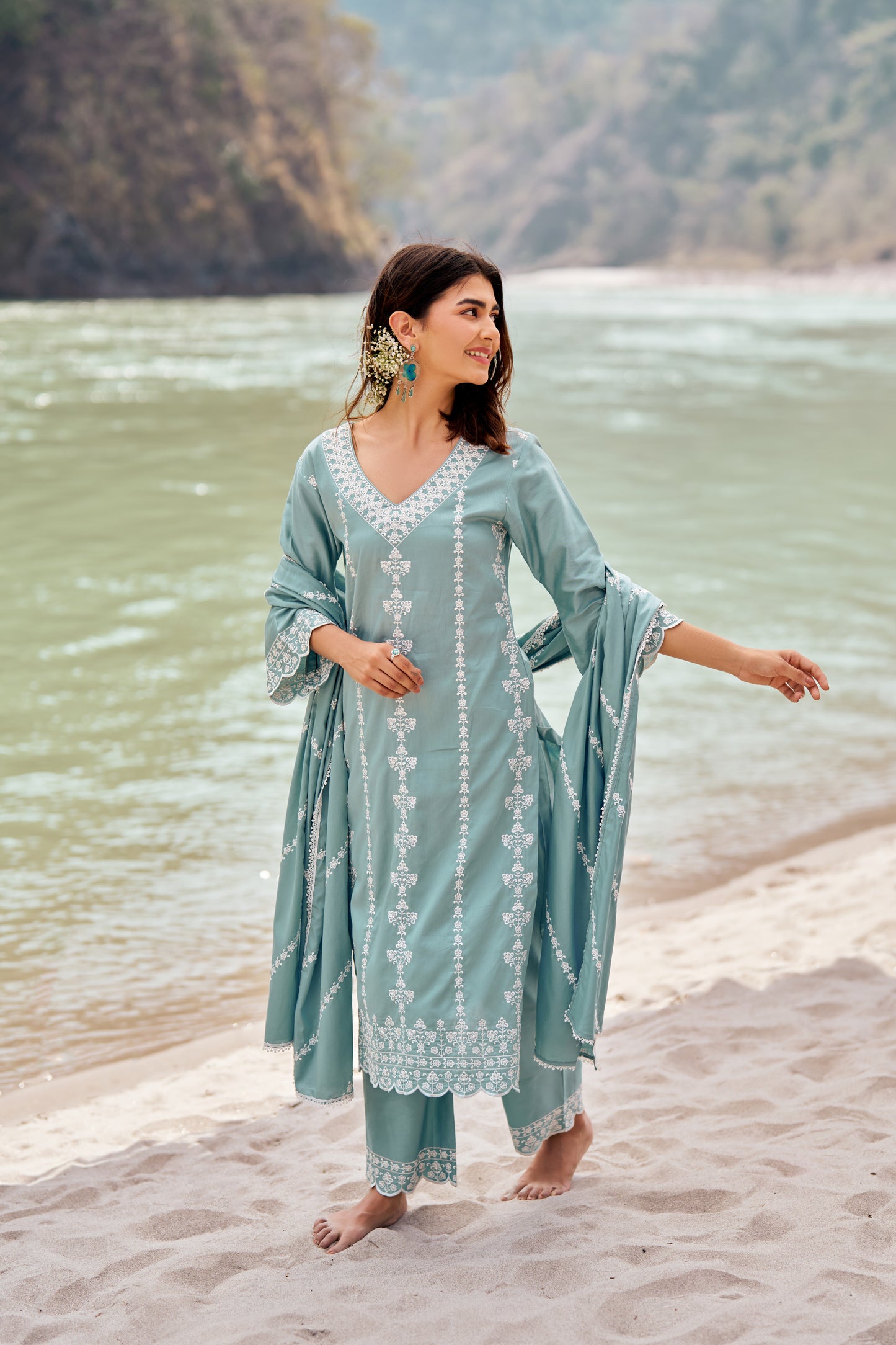 JHEEL - Blue Cotton Suit Set