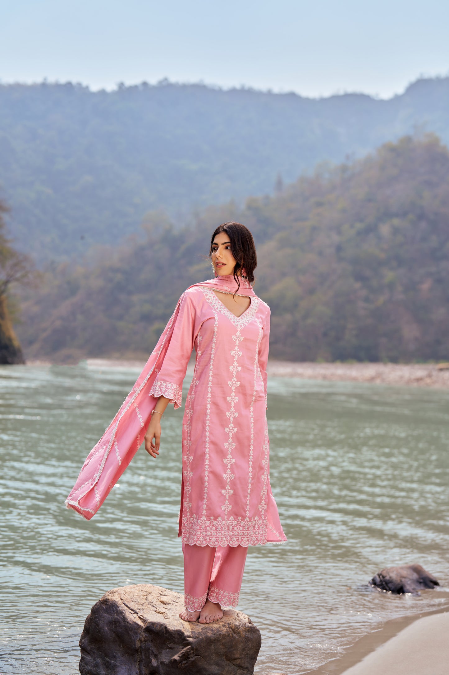 FALAK - Pink Cotton Suit Set
