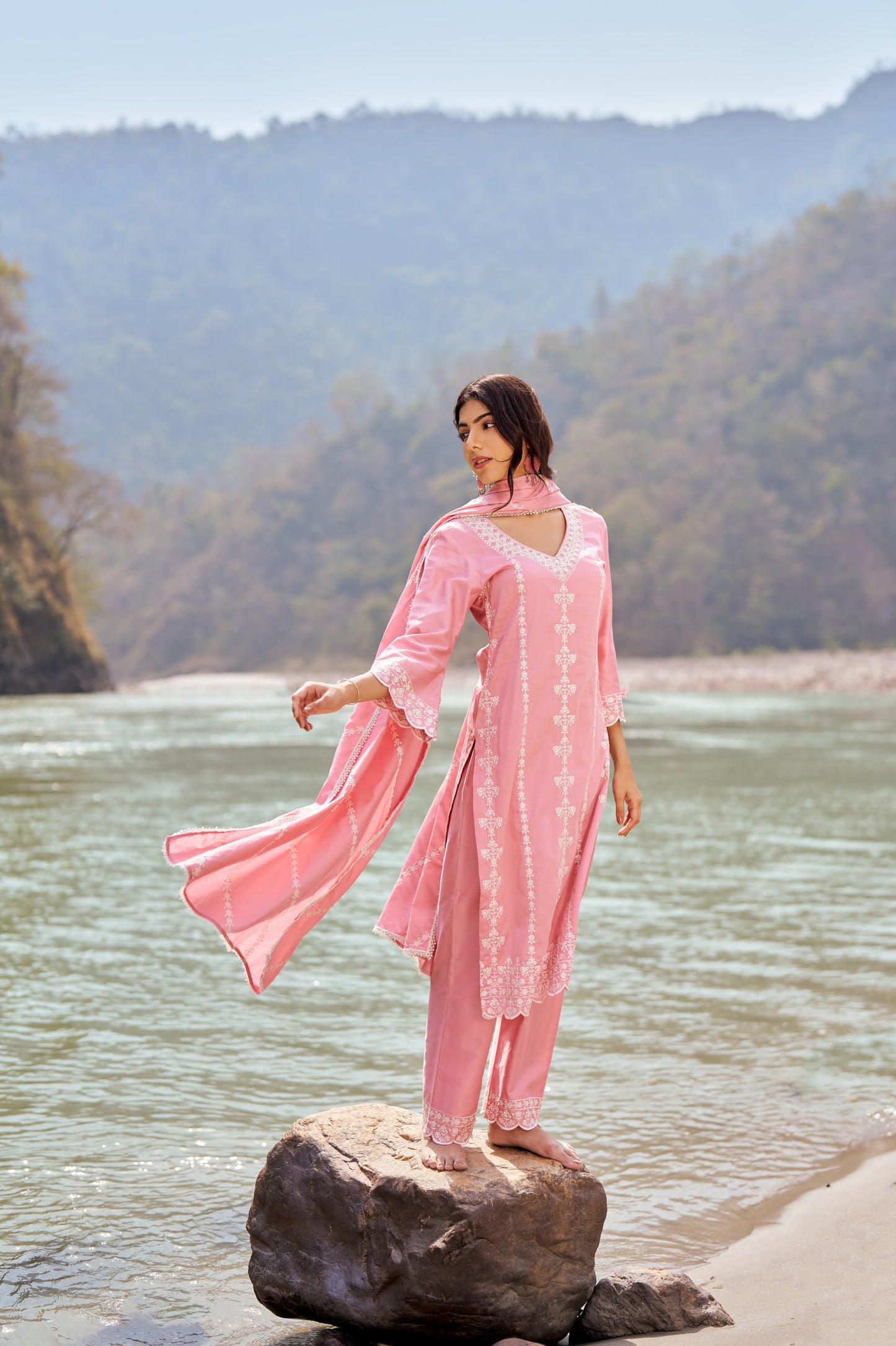 FALAK - Pink Cotton Suit Set