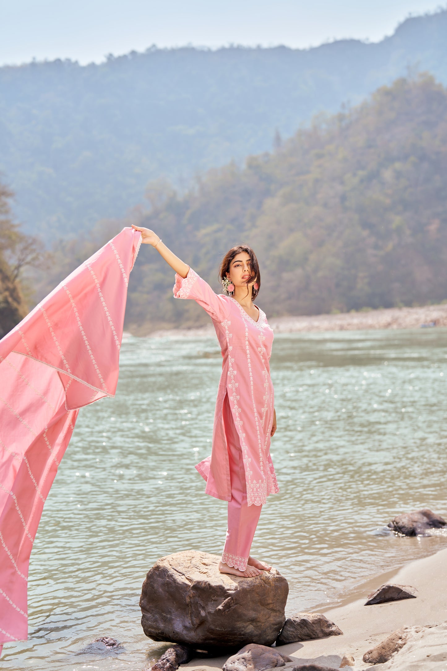 FALAK - Pink Cotton Suit Set