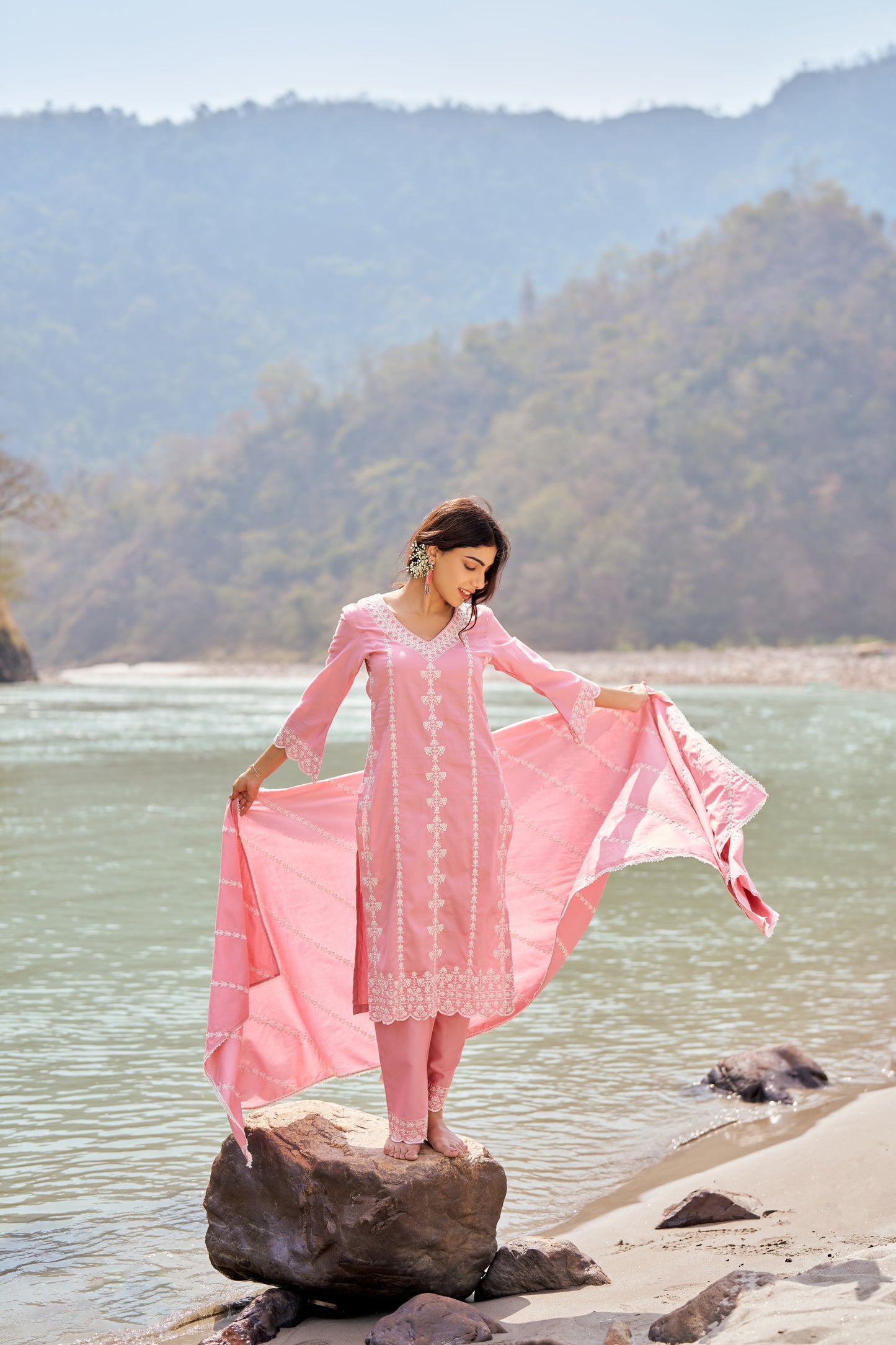 FALAK - Pink Cotton Suit Set