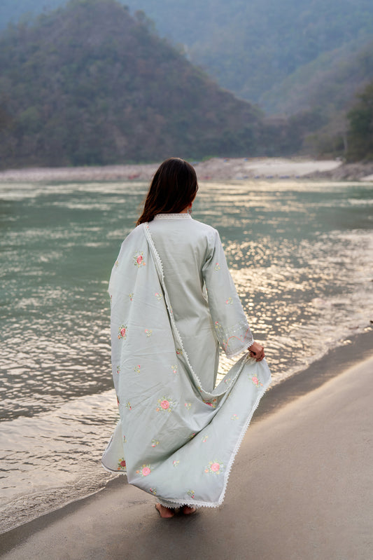 AFREEN - Grey Cotton Suit Set