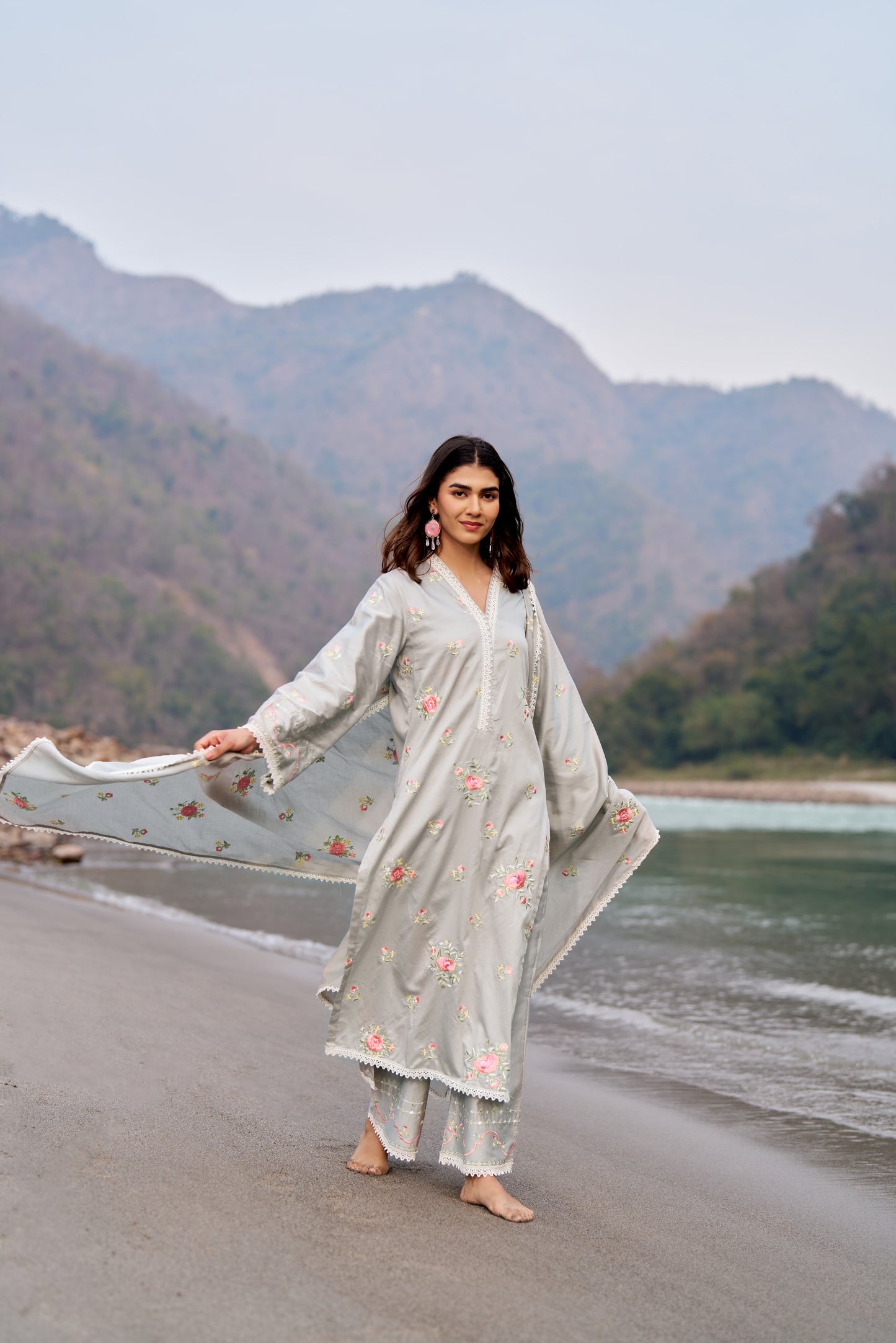 AFREEN - Grey Cotton Suit Set