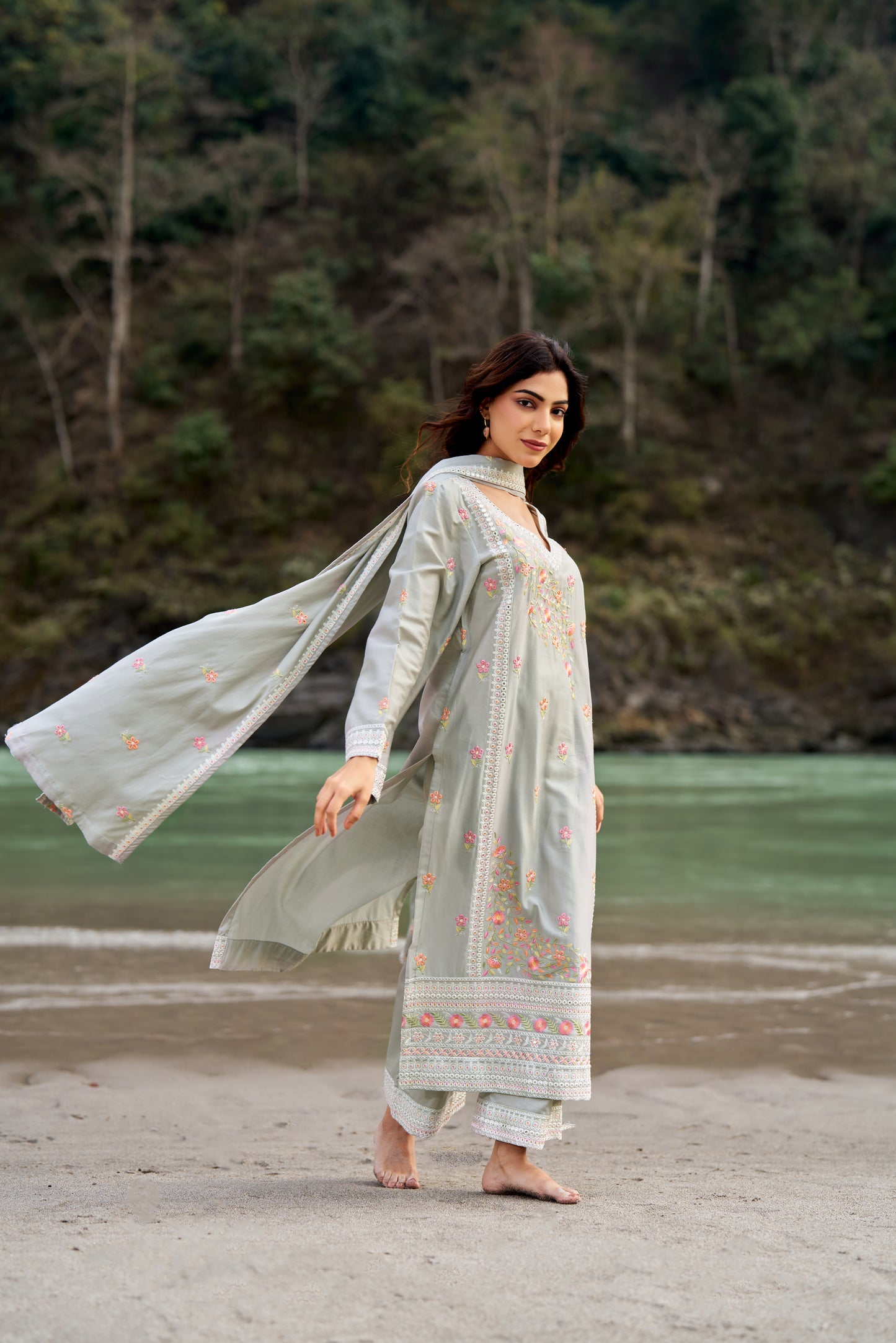 CHHAYA - Grey Cotton Suit Set