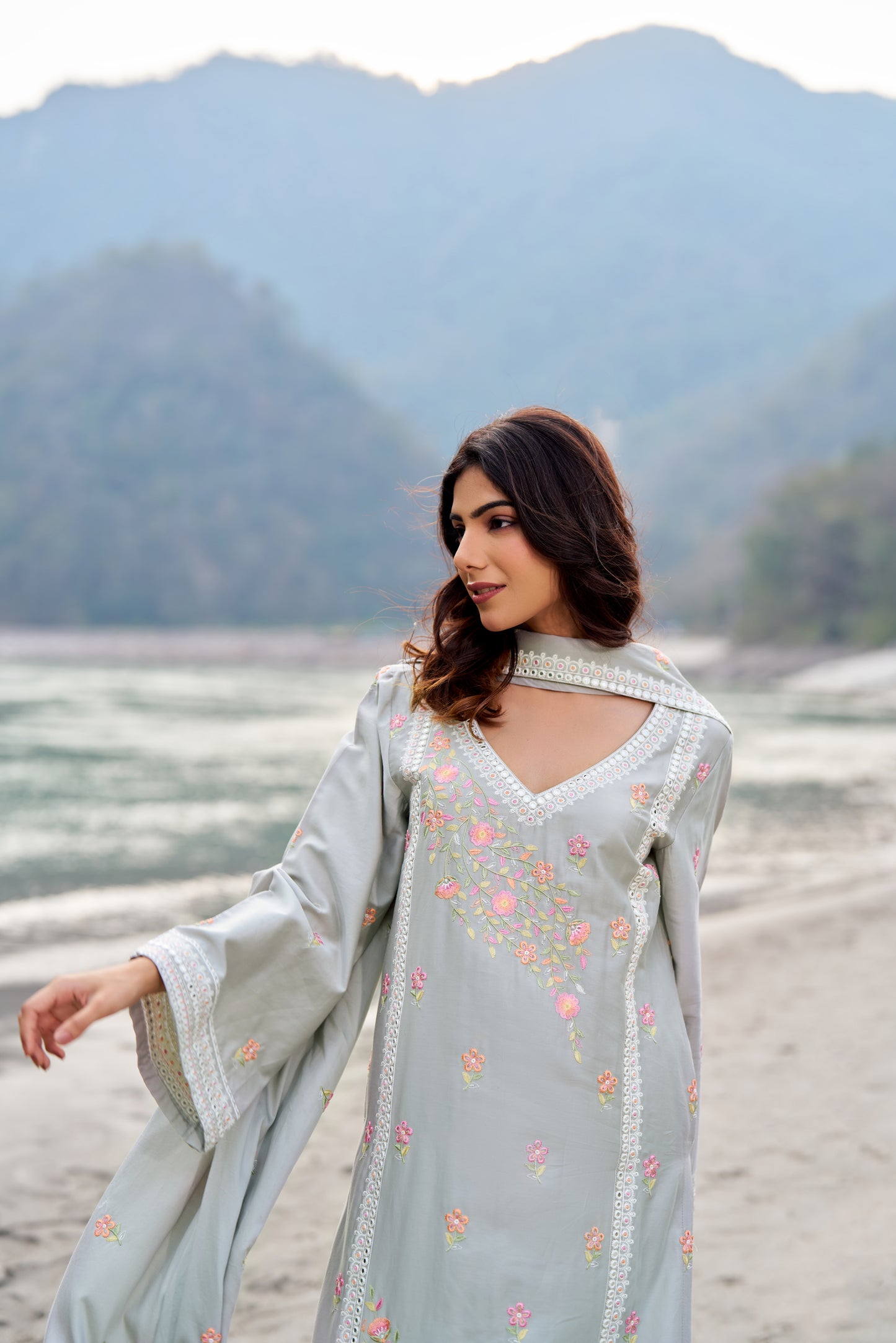 CHHAYA - Grey Cotton Suit Set