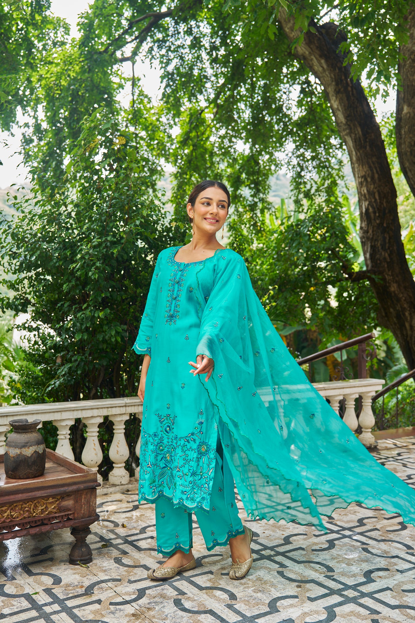 NEELAM - Blue Chanderi Suit Set