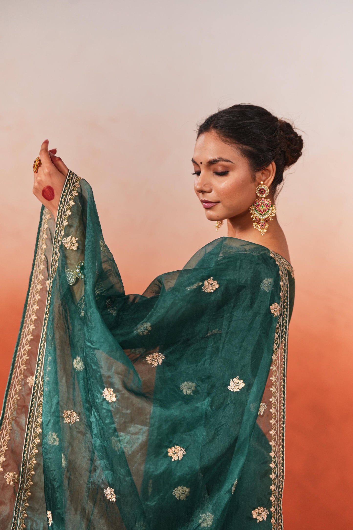 Dilnoor - Green Embroidered chanderi Suit Set