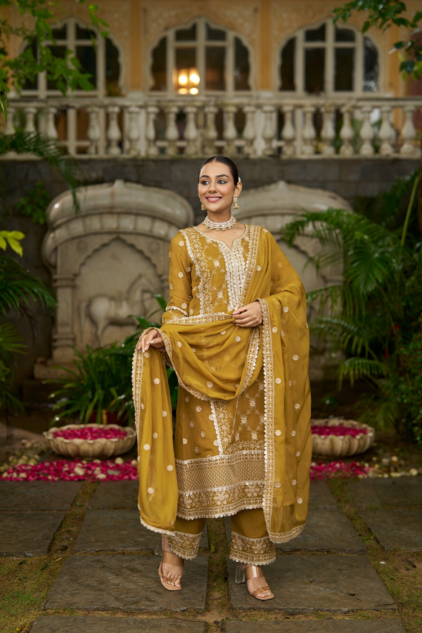 DIA - Yellow Organza A-line Suit Set