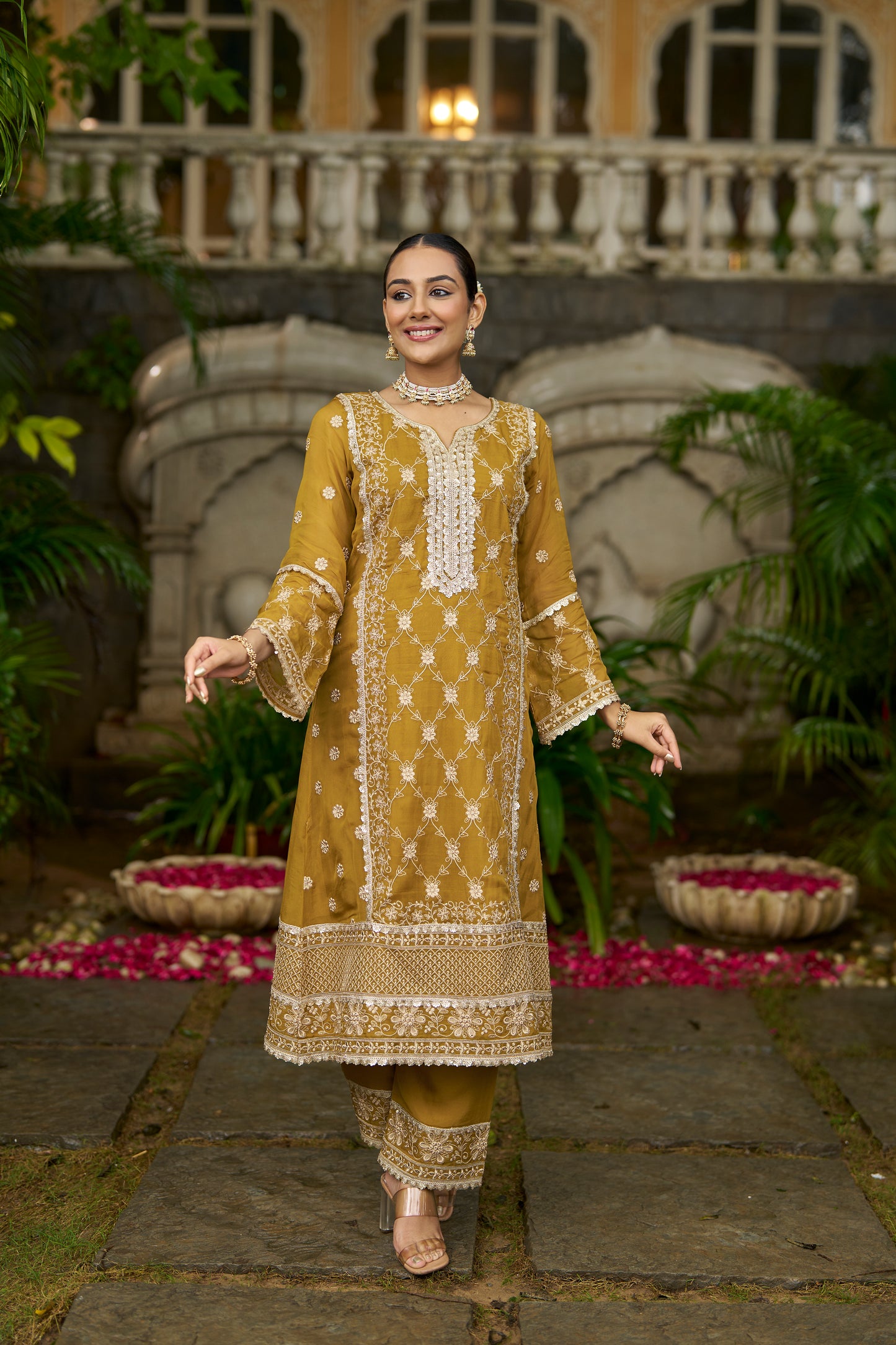 DIA - Yellow Organza A-line Suit Set
