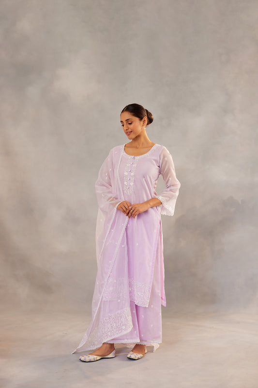 Aparajita - Lavender Embroidered Suit Set.
