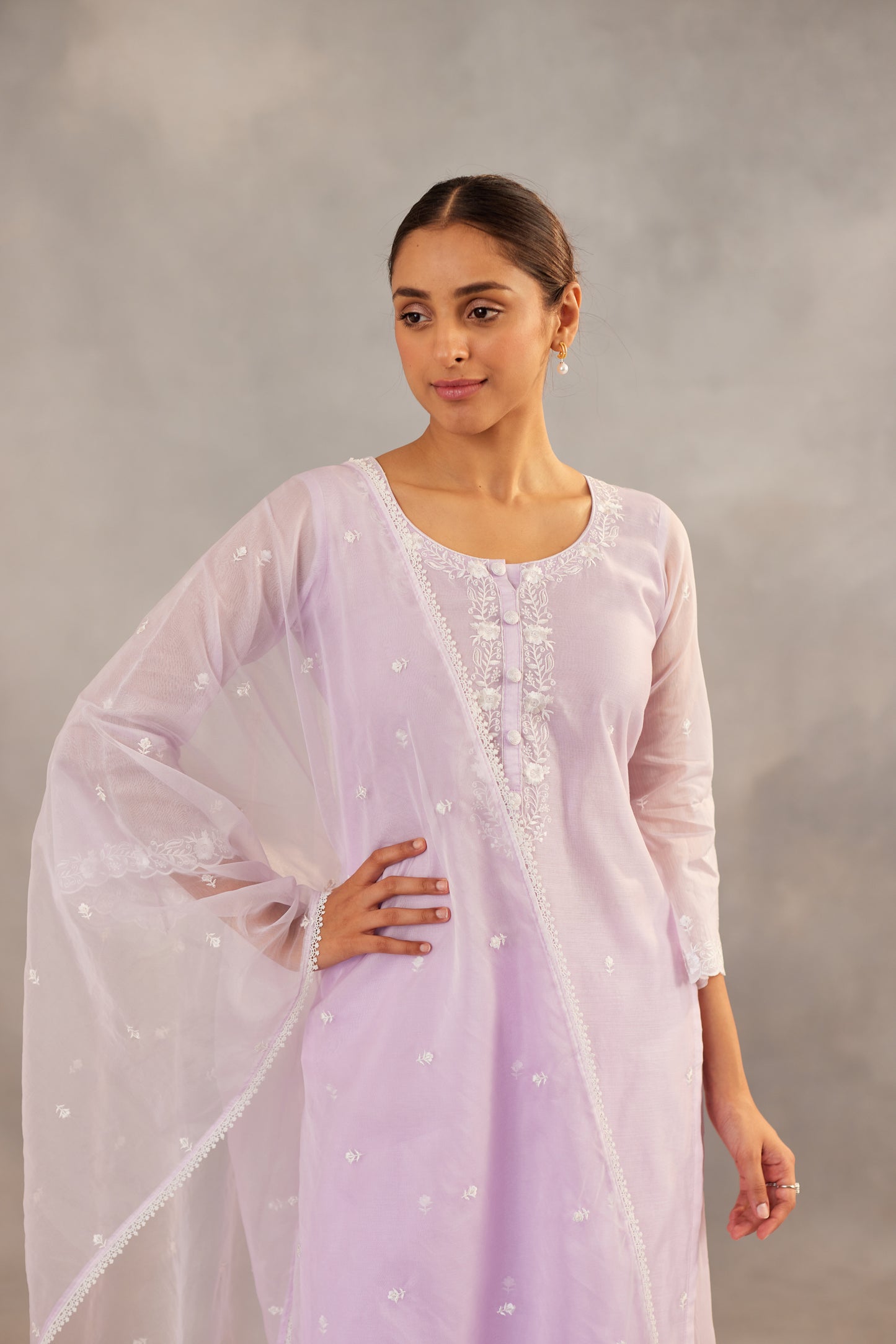 Aparajita - Lavender Embroidered Suit Set.