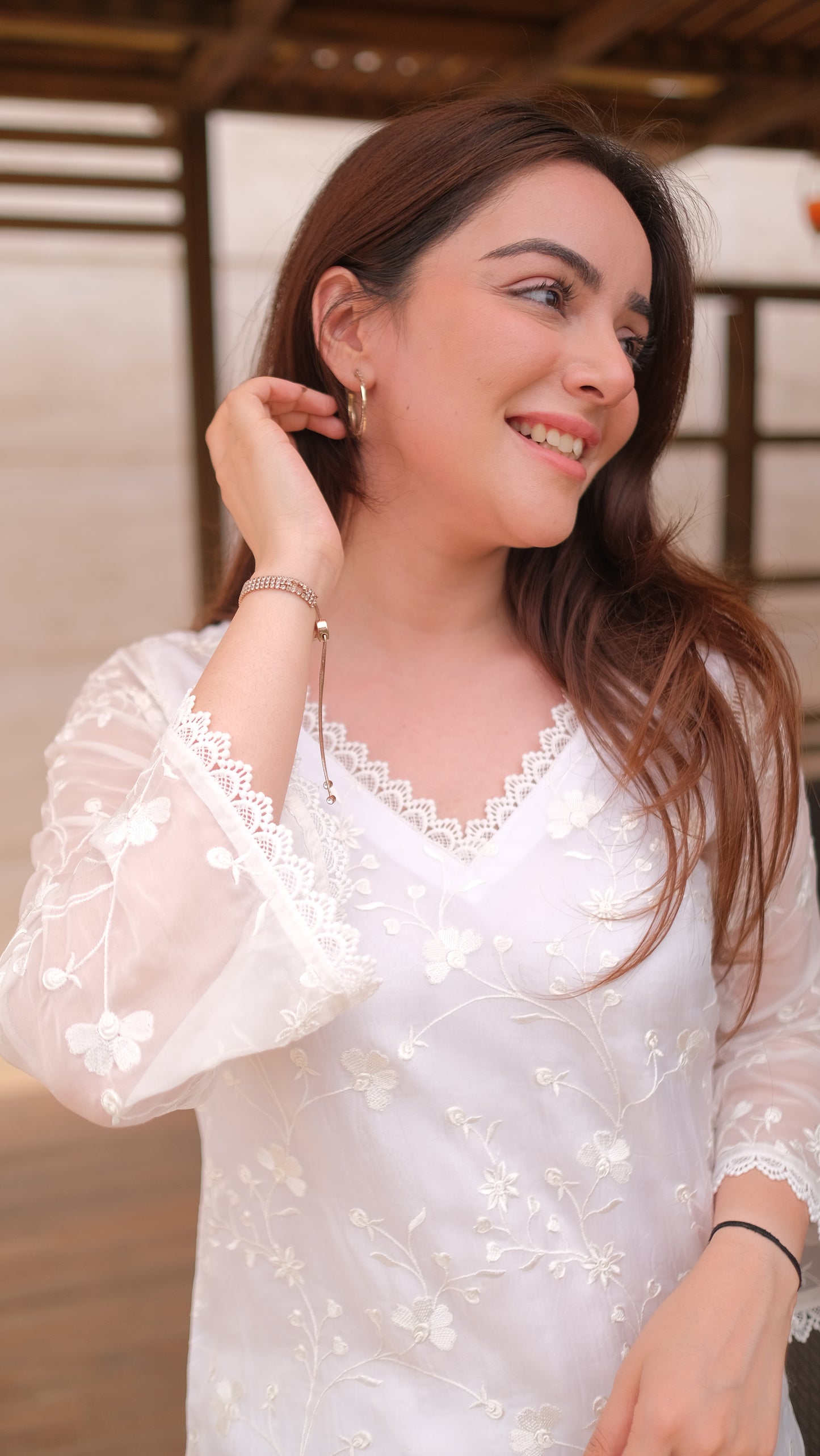 Simran Sethi in Aseem Ivory White Embroidered Straight Suit Set