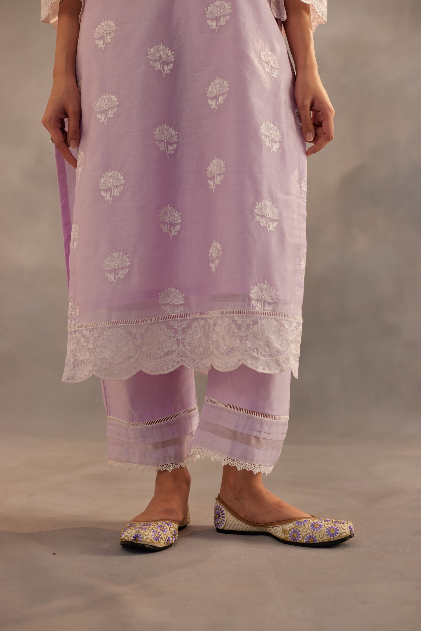 Gul - Lavender Embroidered Suit Set.