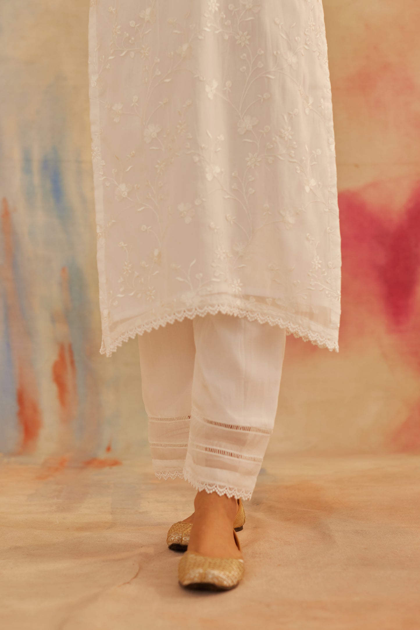 Aseem Ivory White Embroidered Straight Suit Set
